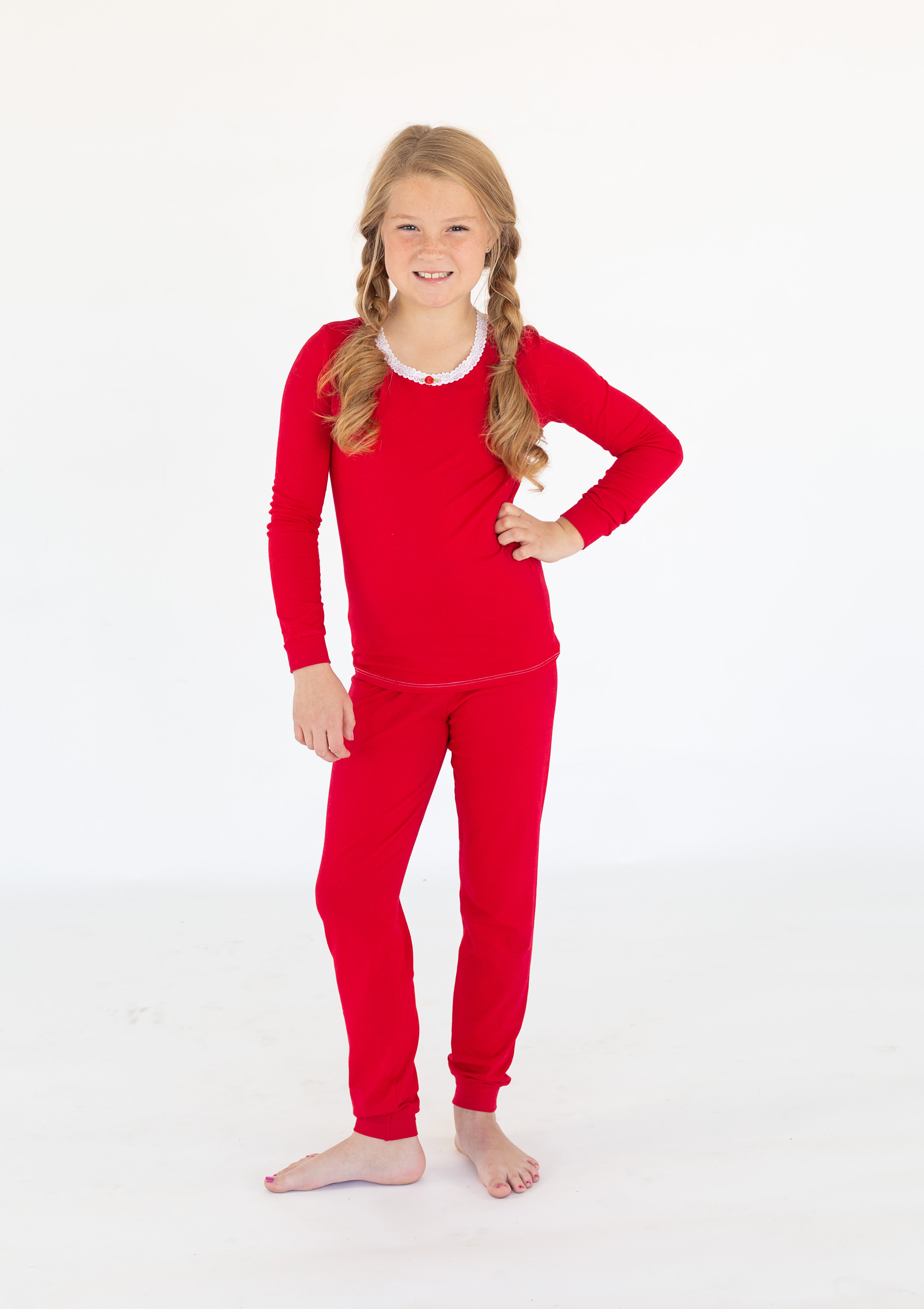 Girls Red Full Length Outfit Set - Cute Matching Dress & Top for Toddler & Kids - Perfect for Birthday Parties, Holidays & Family Photos