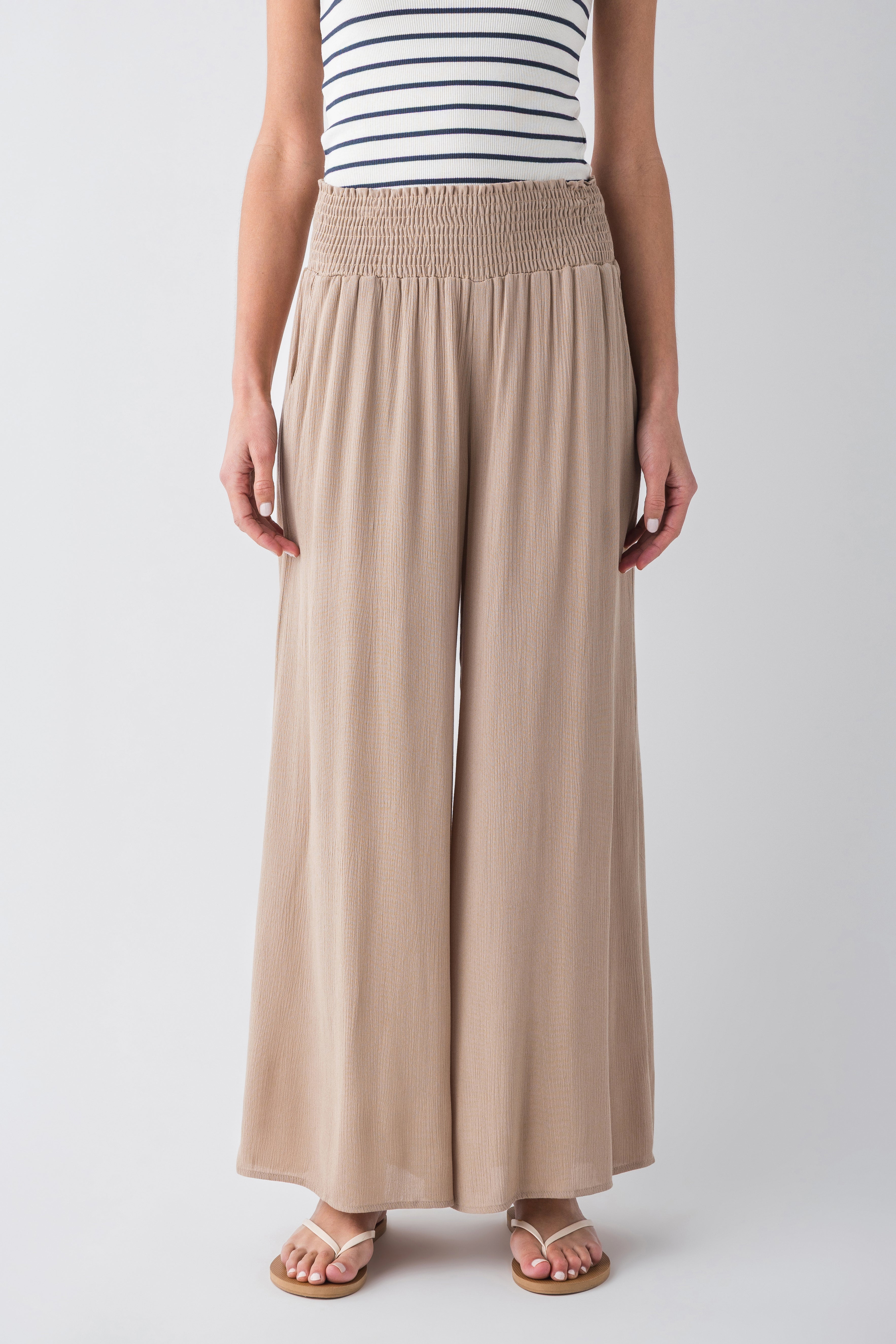 Final Touch Gauze Wide Leg Pants for Women - Soft Breathable Loungewear for Summer, Yoga, and Casual Wear