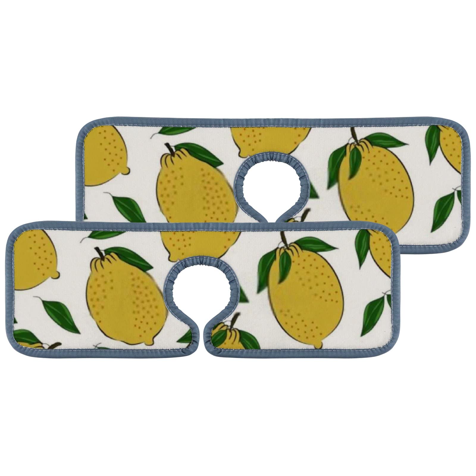 3 Pack Absorbent Kitchen & Bathroom Sink Faucet Mats - Lemon Citrus Fruit Splash Guard, Water Tap Countertop Protector, RV Stain Proof Pads for Home & Travel Use