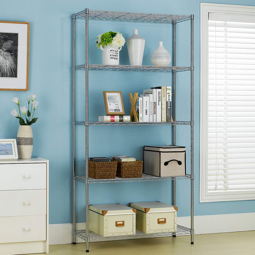 Adjustable 5-Tier Heavy Duty Metal Wire Shelving Unit - 72