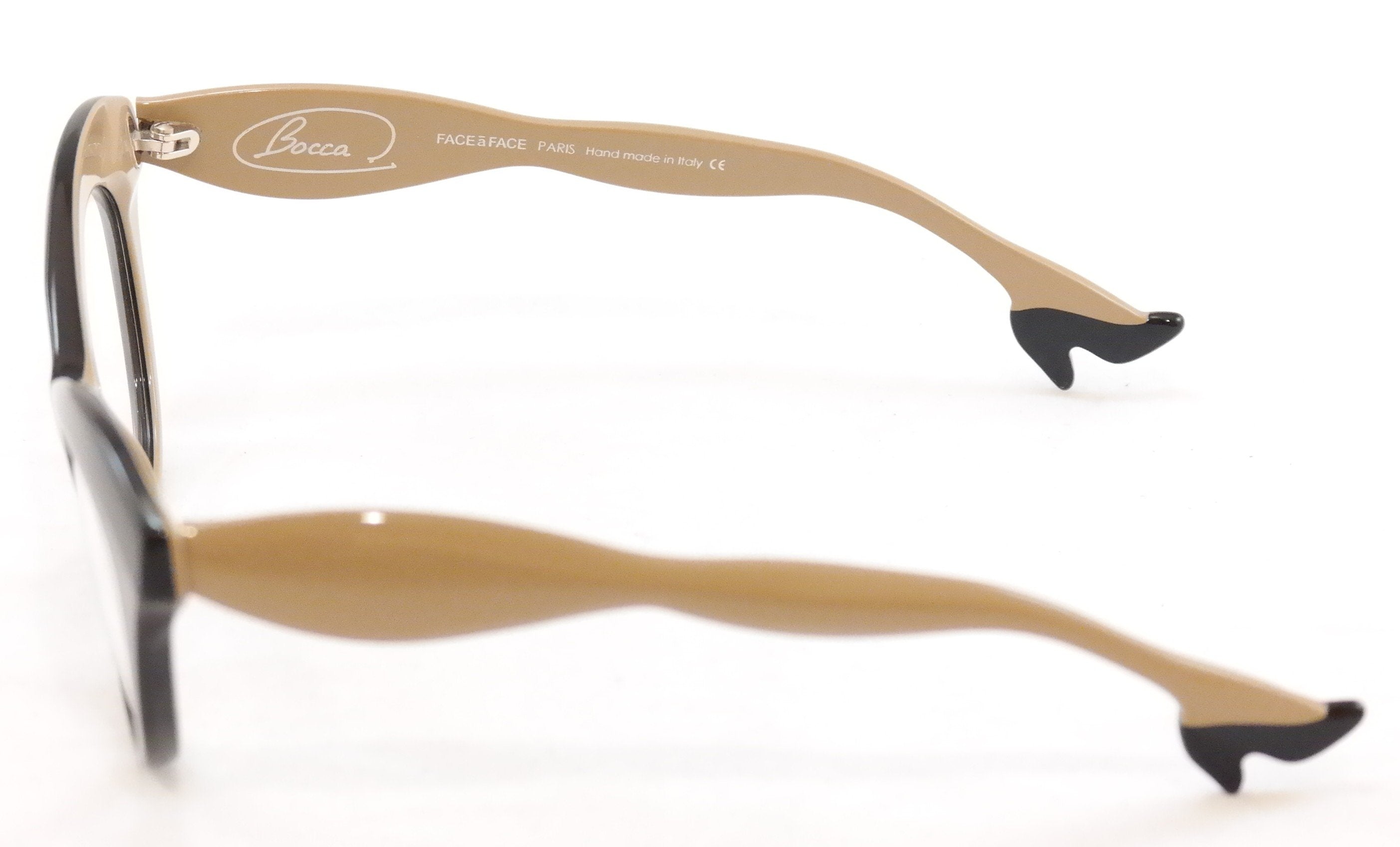 Face A Face Bocca 3 2059 Eyeglasses - Black Cream Beige Handmade in Italy - Stylish & Comfortable for Work, Reading & Everyday Wear