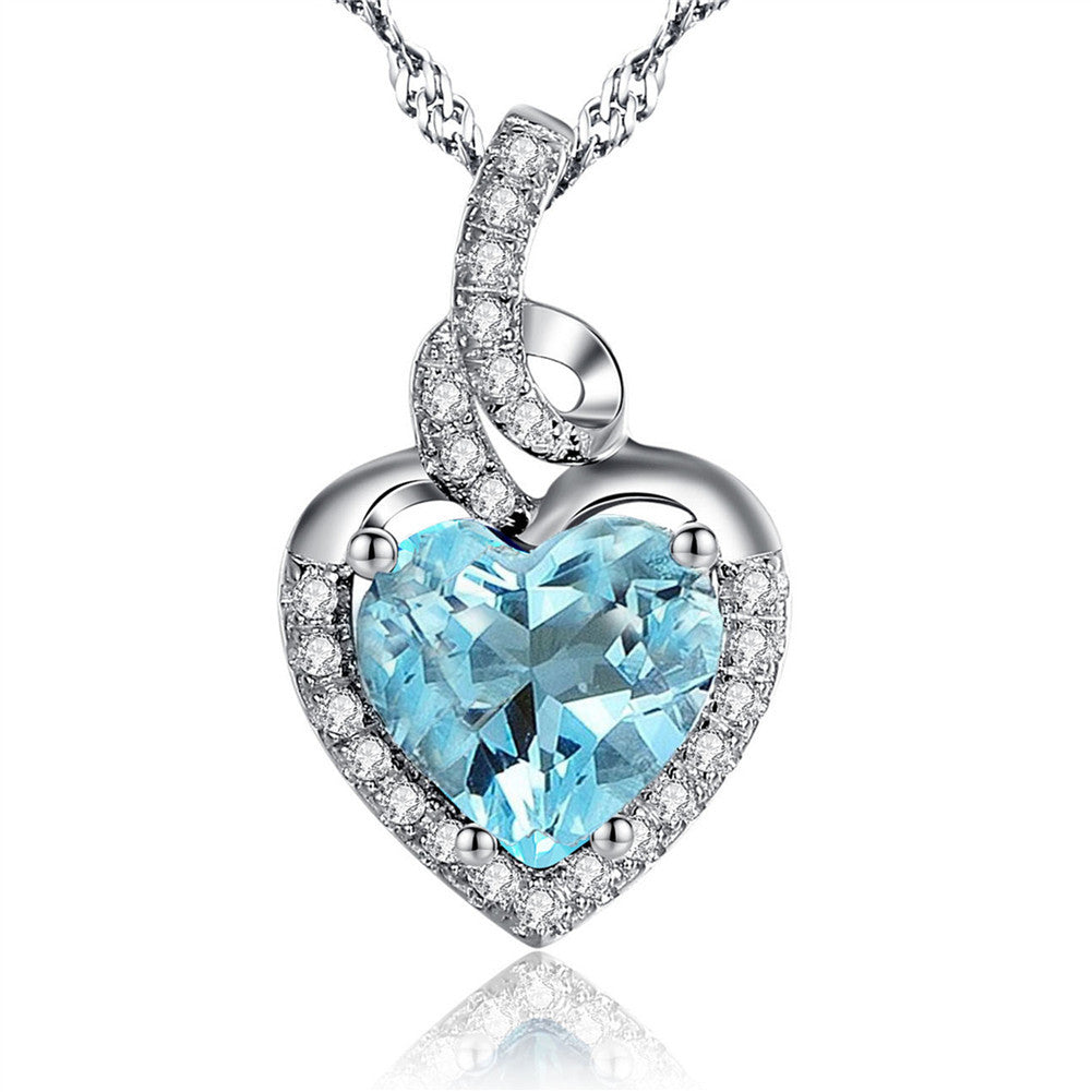 Birthstone Heart Necklace Sterling Silver for Women - Personalized Pendant Gift for Her | Perfect for Anniversaries, Birthdays & Valentine's Day