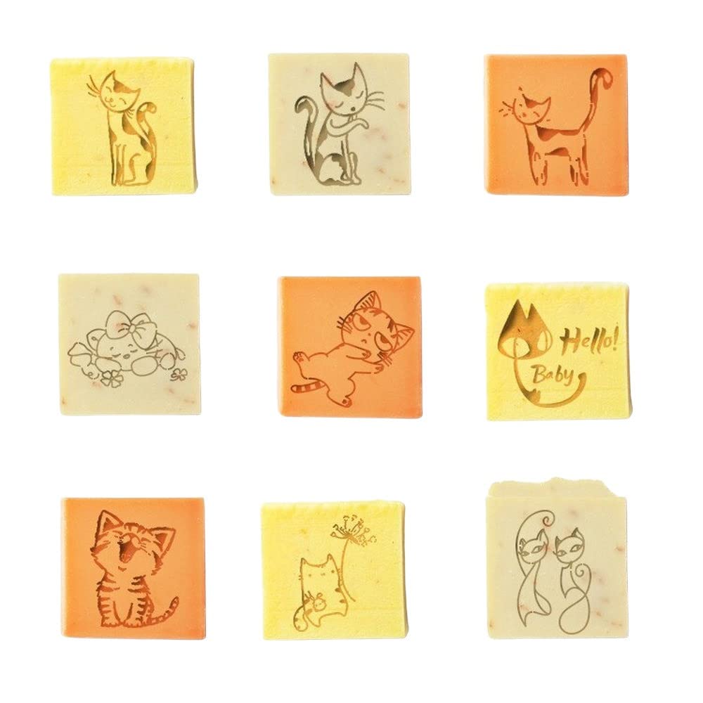 Natural Handmade Cat Soap with DIY Stamp Seal - Mini Size for Gifts, Bath & Pet Care - Perfect for Cat Lovers, Home Spa & Unique Present Ideas