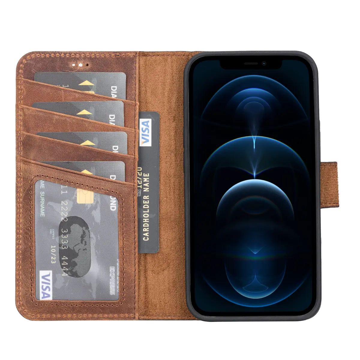 Vintage Distressed Brown Leather Wallet Case for iPhone 13 - Slim Protective Phone Cover with Card Slots | Perfect for Everyday Use, Travel & Business (iPhone 13/6.1
