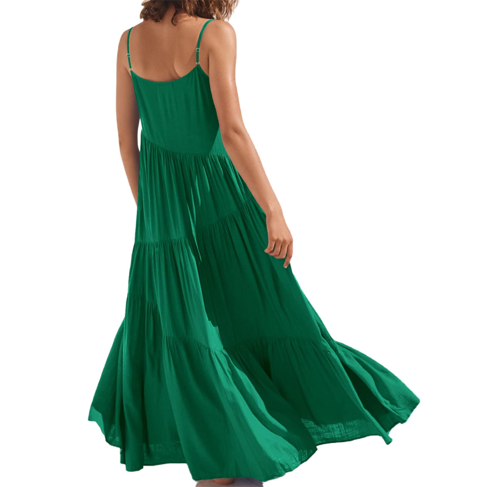 Chatinction Women's Summer Spaghetti Strap Sleeveless Long Maxi Dress - Flowy Beach Vacation Dress for Women, Boho Sundress with Side Slit, Perfect for Pool Party, Tropical Getaway & Date Night