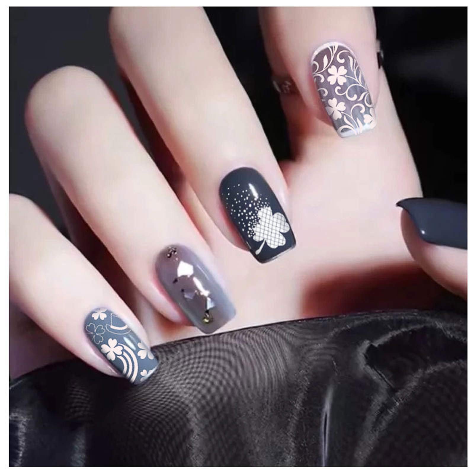 LAURAG 10Pcs Nail Stamping Plates Set with Silicone Clear Stamper & Scraper - Floral & Geometric Nail Art Designs for Professional & DIY Manicures - Perfect for Home Salon, Nail Parties & Gift Giving