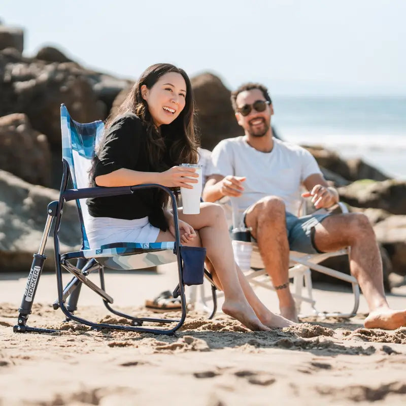 Premium Folding Beach Rocker Chair - Portable & Lightweight for Outdoor Relaxation at Beach, Pool, Camping, and Backyard