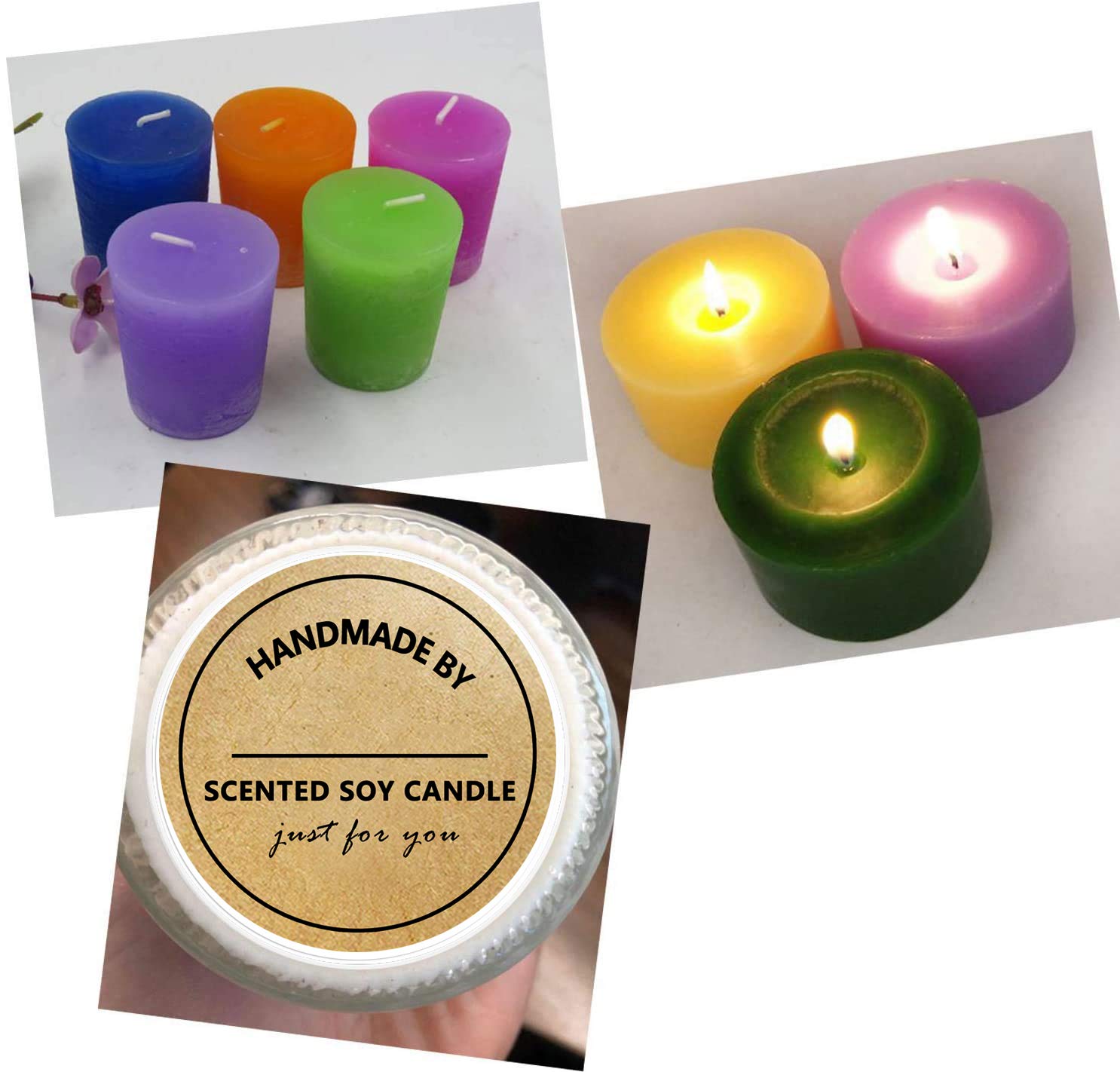 Handmade with Love Stickers - 2 Inch Candle Warning Labels (500 Pcs/Roll) - DIY Candle Making Supplies for Small Business & Boutiques - Perfect for Jar Candles, Soy Wax, and Gift Packaging