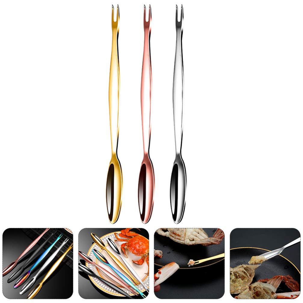 Premium 3-Piece Stainless Steel Seafood Tool Set - Crab Crackers, Oyster Shucker & Lobster Picks - Rose Gold Shell Openers for Crab, Shrimp, Pecan & Cookies | Perfect for Seafood Lovers, Dinner Parties & Home Cooking