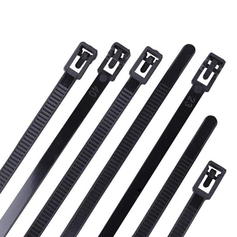 100 Pack Heavy Duty Reusable Zip Ties - 8 Inch Black Nylon Cable Ties with 50 LB Strength, Releasable Tie Wraps for Organizing Cords, Wires & DIY Projects