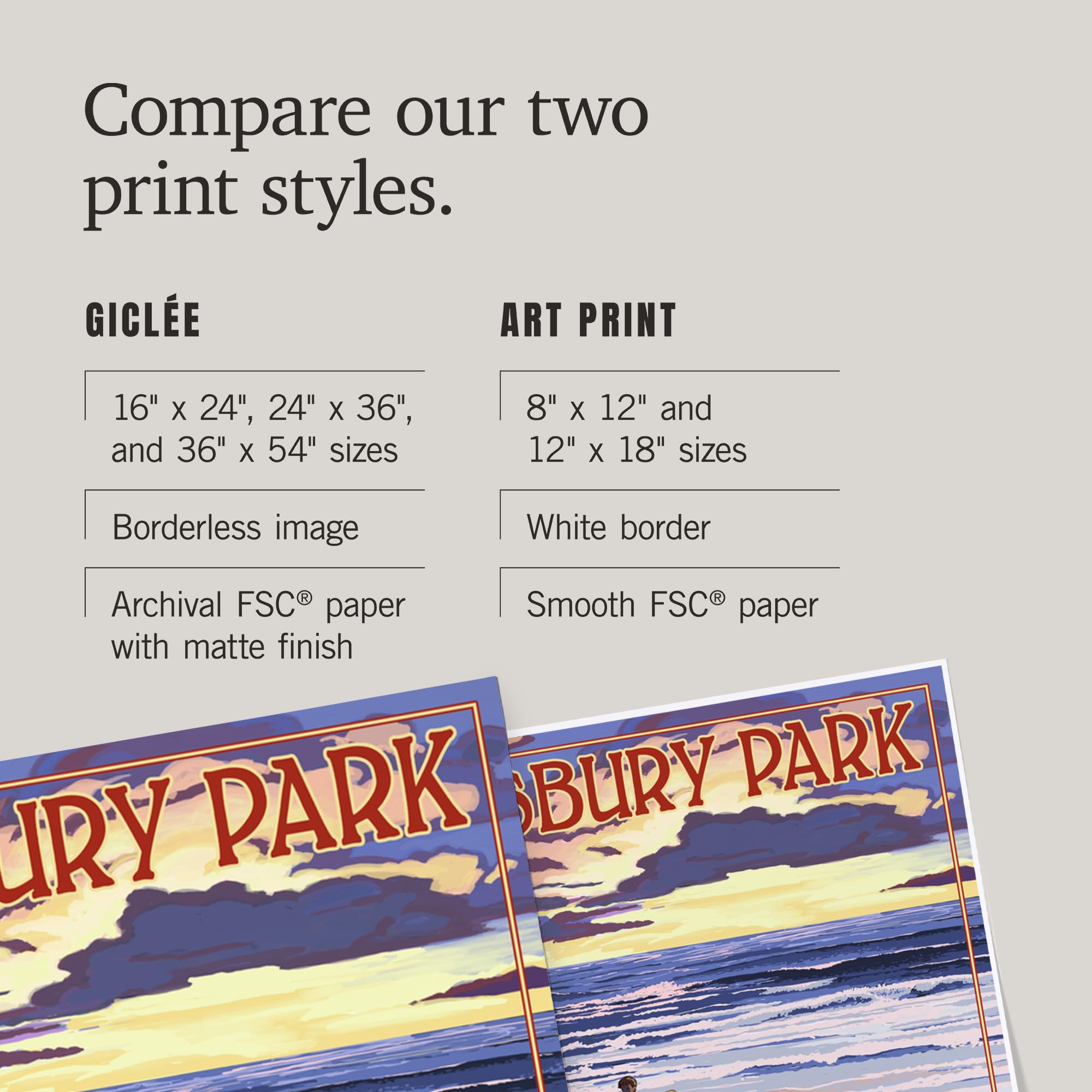 Lantern Press 16x24 Inch Giclee Print - Asbury Park New Jersey Beach Sunset Wall Art | Coastal Decor for Living Room, Bedroom & Office