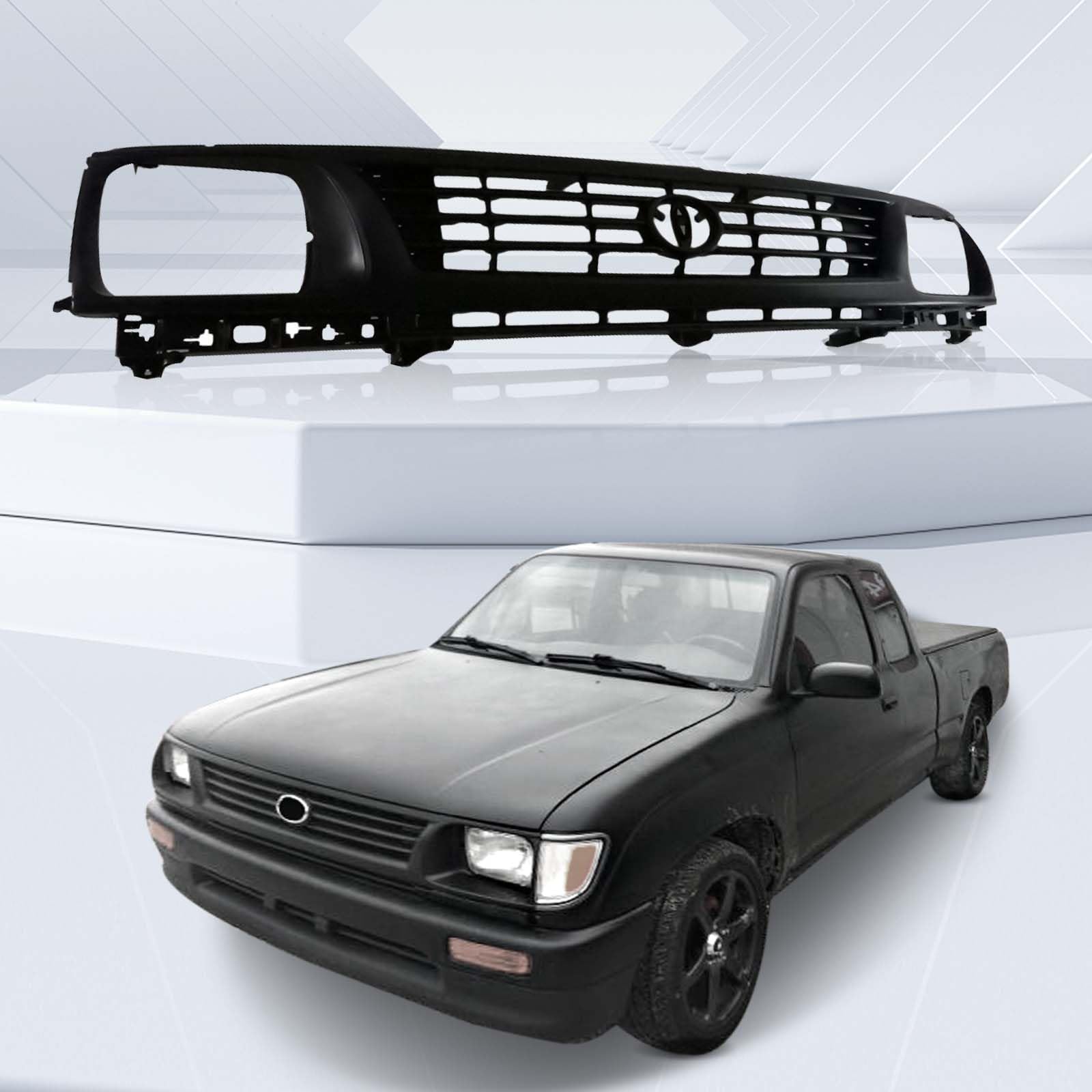 Perfit Liner Front Grille Grill - Gray Shell with Black Insert - Compatible with 1995-1996 Toyota Tacoma Pickup Truck (2WD) - Perfect for Off-Roading & Truck Customization - Fits Part Numbers TO1200194 & 5310035290
