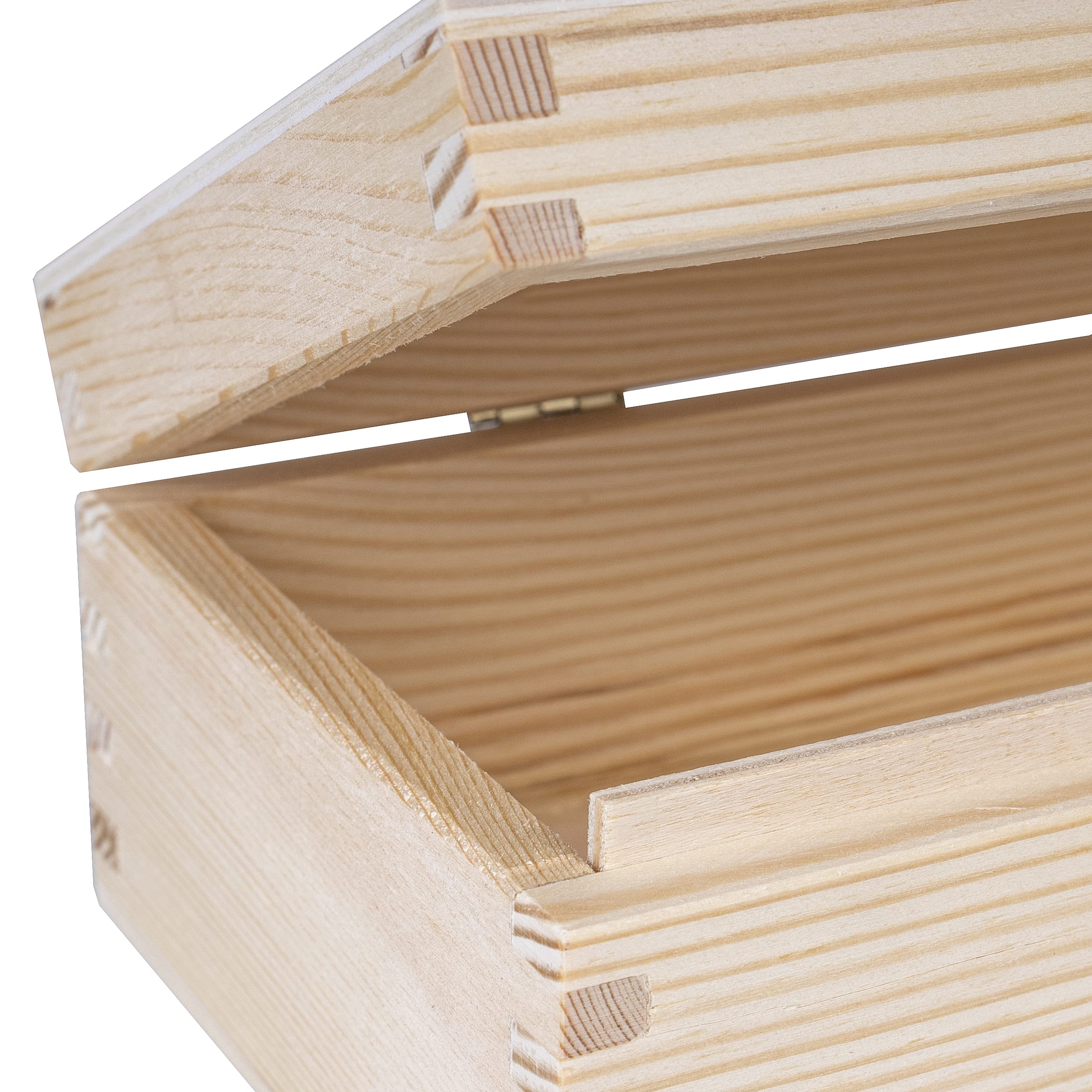 Unfinished Wooden Storage Box with Lid - 9.44 x 4.44 x 2.83 Inches Plain Rectangular Craft Box - Jewelry Organizer & Small Item Holder for Office, Bedroom, and Craft Room Storage Solutions