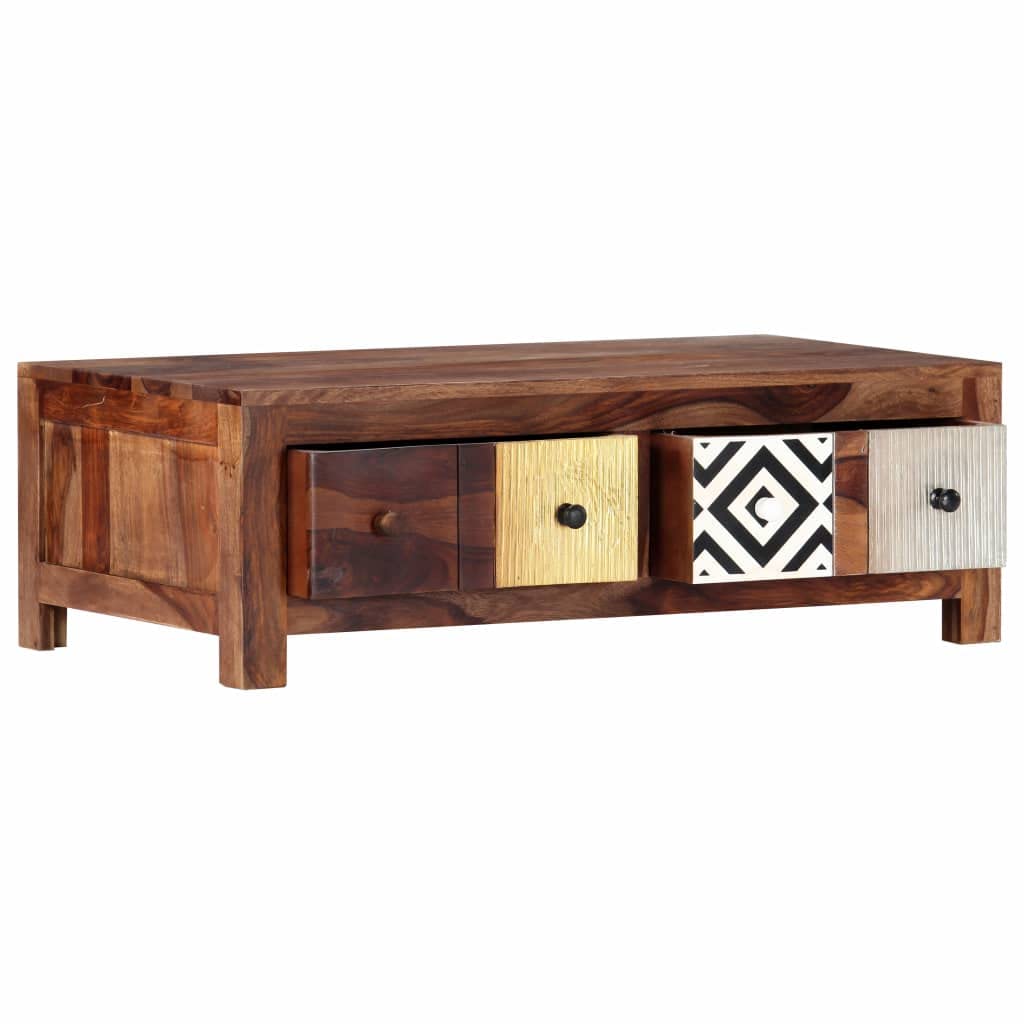 Modern Wooden Coffee Table with 2 Large Drawers - 35.4