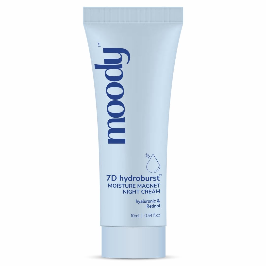 Moody 7D Hydro Burst Moisture Magnet Night Cream with Hyaluronic Acid - Dark Spot, Blemish & Wrinkle Repair | Paraben-Free, Lightweight, Quick-Absorbing, Non-Sticky Moisturizer | 10ml | Perfect for Overnight Hydration & Anti-Aging Skincare Routine
