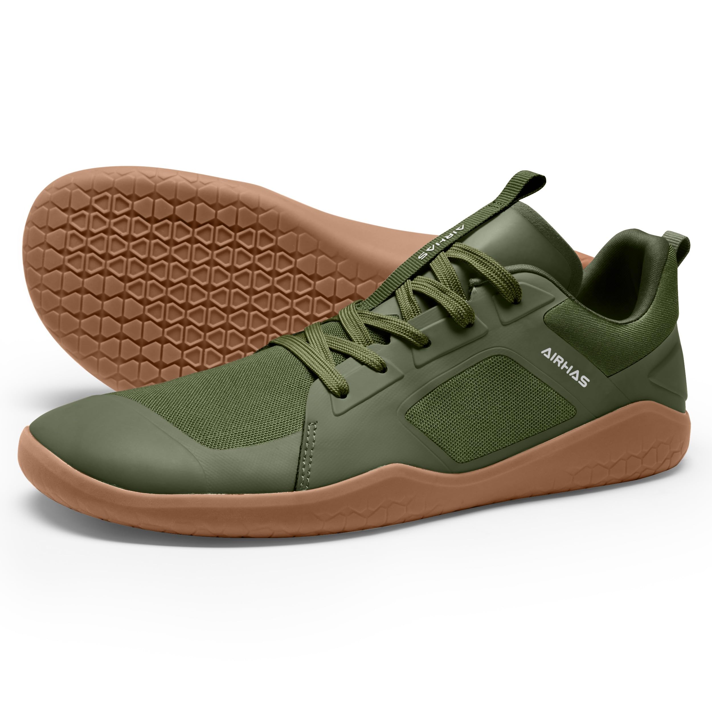 Men's Barefoot Shoes Zero Drop Minimalist Gym Shoes for Deadlift & Cross Training - Lightweight Workout Sneakers for Men (Olive/Gum, Size 11.0) - Perfect for Gym, Running & Outdoor Activities