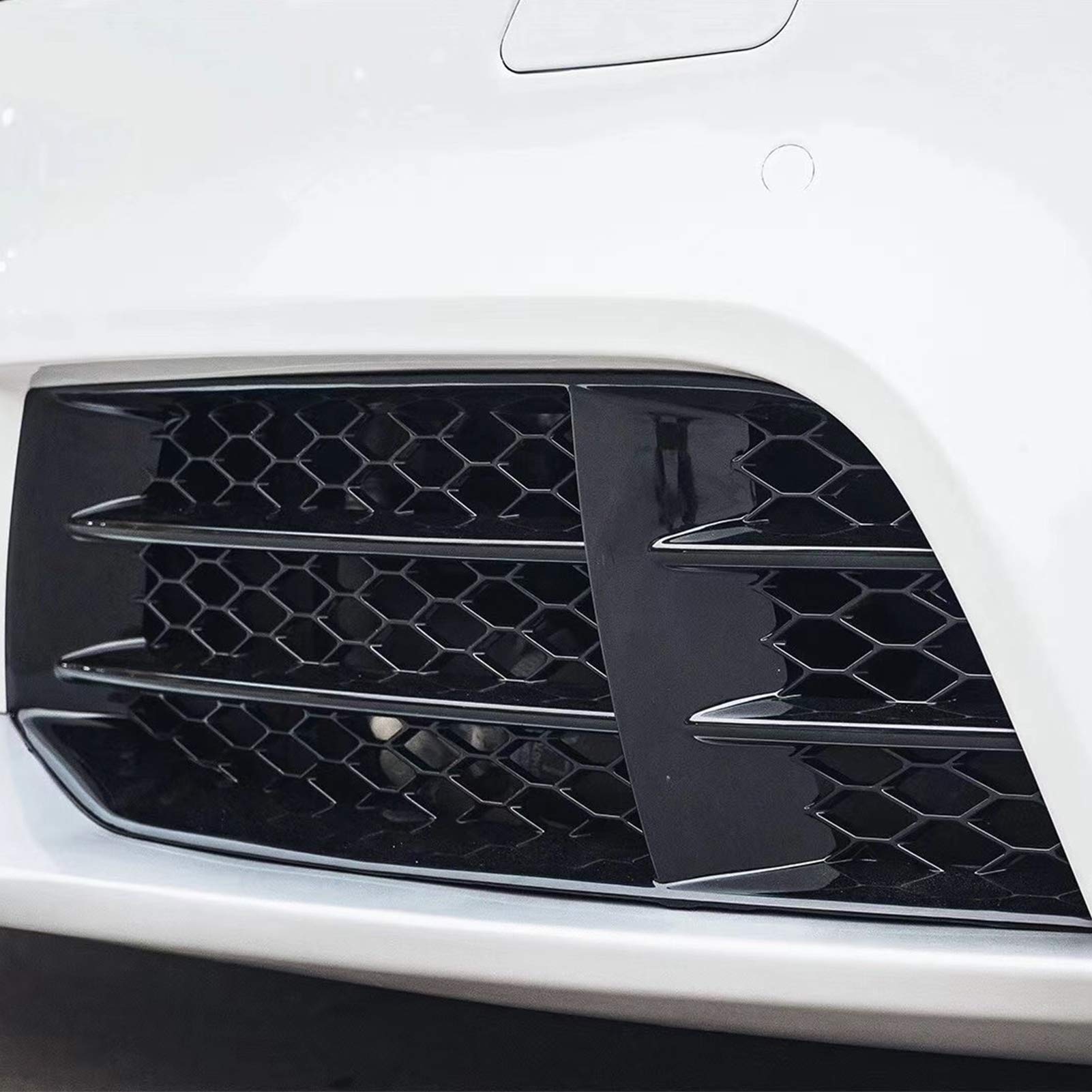 Glossy Black Honeycomb Mesh Fog Light Grilles Cover Trim for Audi RS5 B8.5 (2013-2016) - Front Bumper Lower Grille Replacement - Enhances Style & Protection for Daily Driving & Performance Use