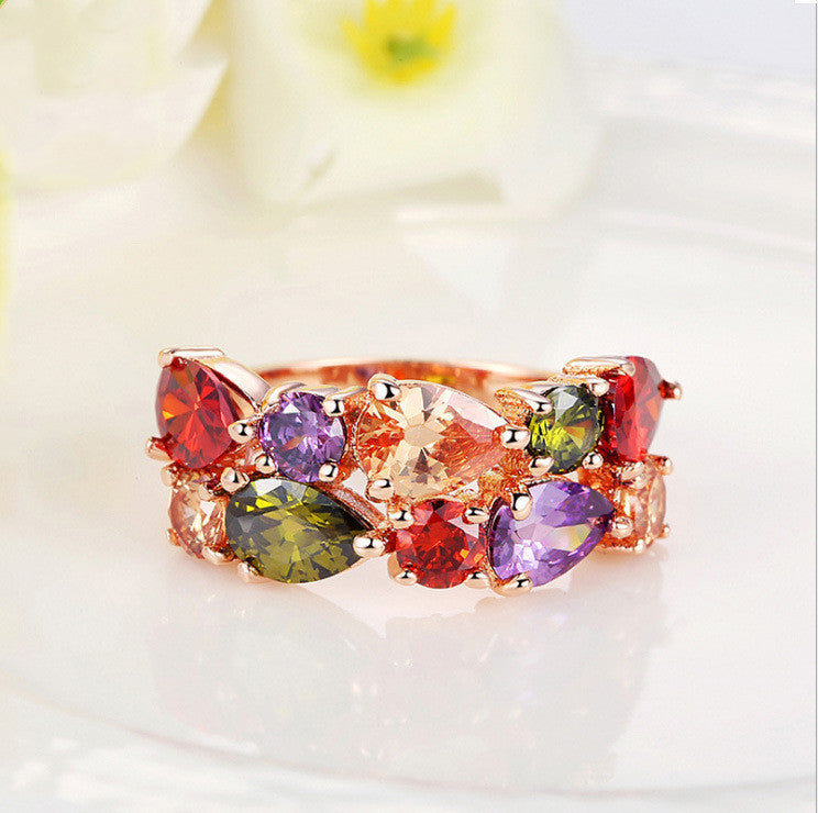 Stunning Multi-Color Zirconia Ring | Elegant Cubic Zirconia Jewelry for Women | Perfect for Weddings, Parties & Special Occasions