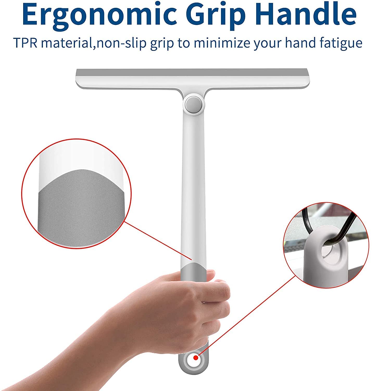 360° Rotatable Window Squeegee Cleaner - JAMB Adjustable Glass Wiper with Ergonomic Handle for Home & Office Cleaning - Perfect for Windows, Mirrors, Shower Doors and Glass Surfaces