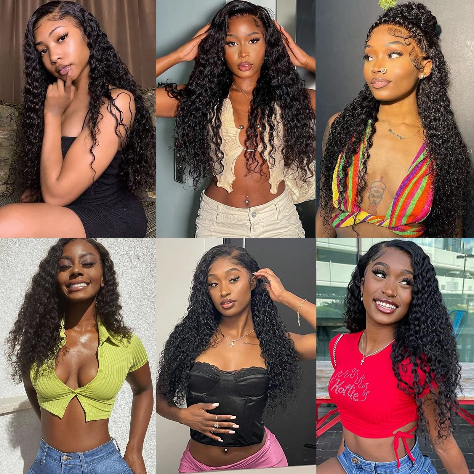 10A Deep Wave Human Hair Bundles 22 24 26 Inch - 100% Unprocessed Brazilian Virgin Hair Extensions for Women - Natural Black Wet & Wavy Weave Bundles - Perfect for Daily Styling, Special Occasions & Salon Looks