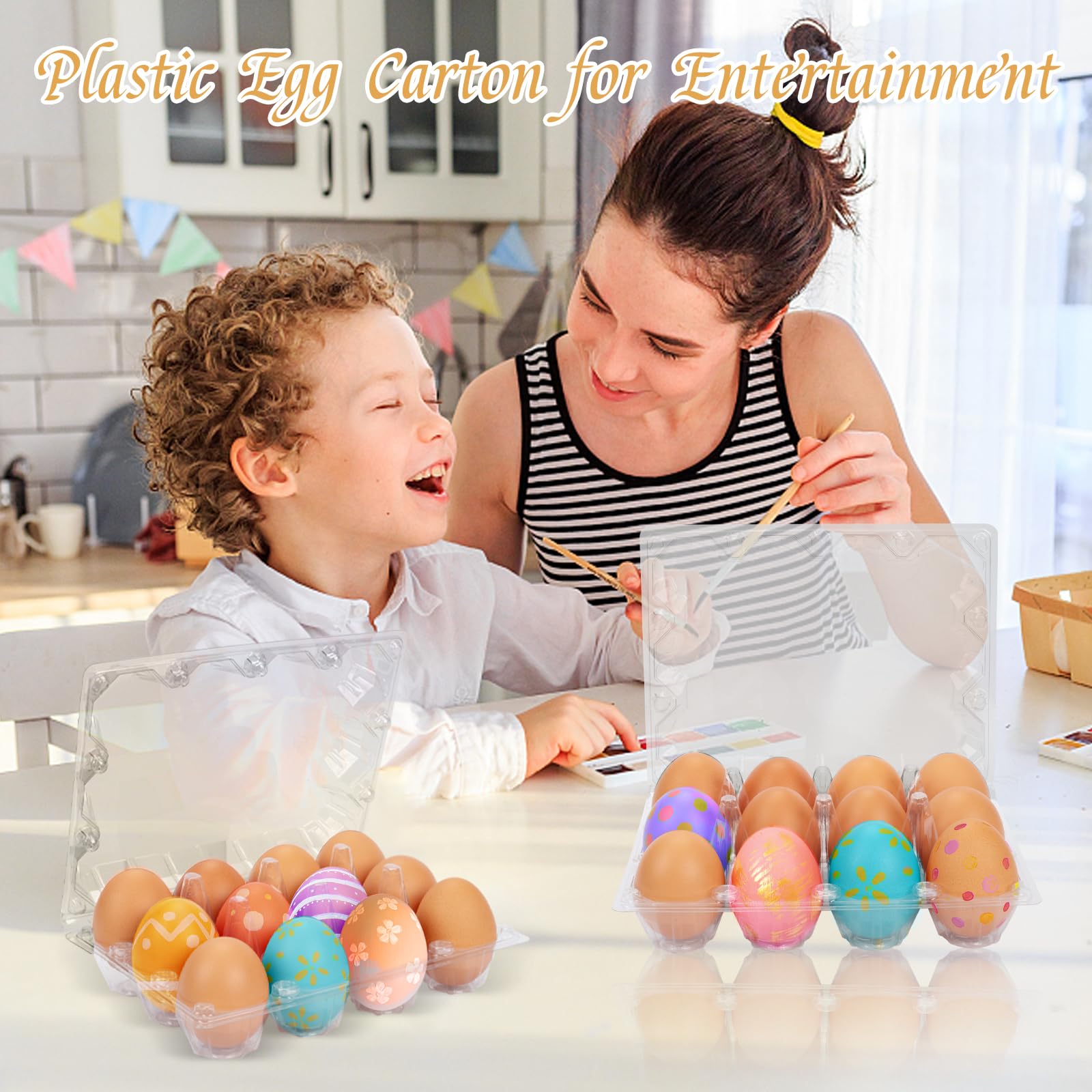 60 Pack Clear Plastic Egg Cartons - 1 Dozen Reusable Empty Egg Containers for Chicken Eggs | Bulk Farm & Commercial Use | Durable 3x4 Grid Design | Perfect for Home Chicken Coops, Farmers Markets & Grocery Store Displays