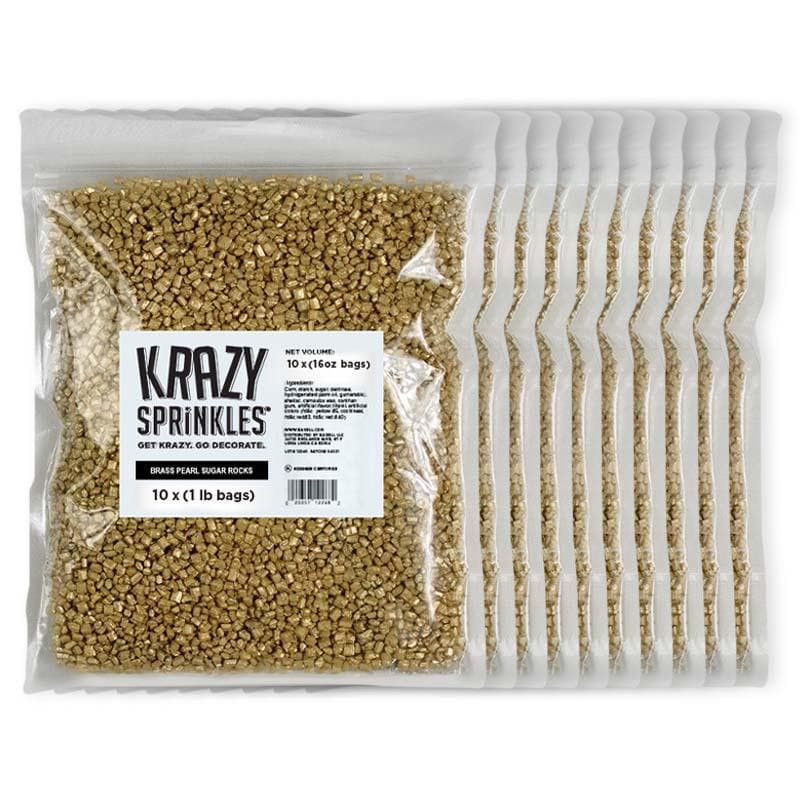 Premium Brass Pearl Sugar Rocks - Bulk Case for Baking & Decorating | Perfect for Cakes, Cookies & Desserts