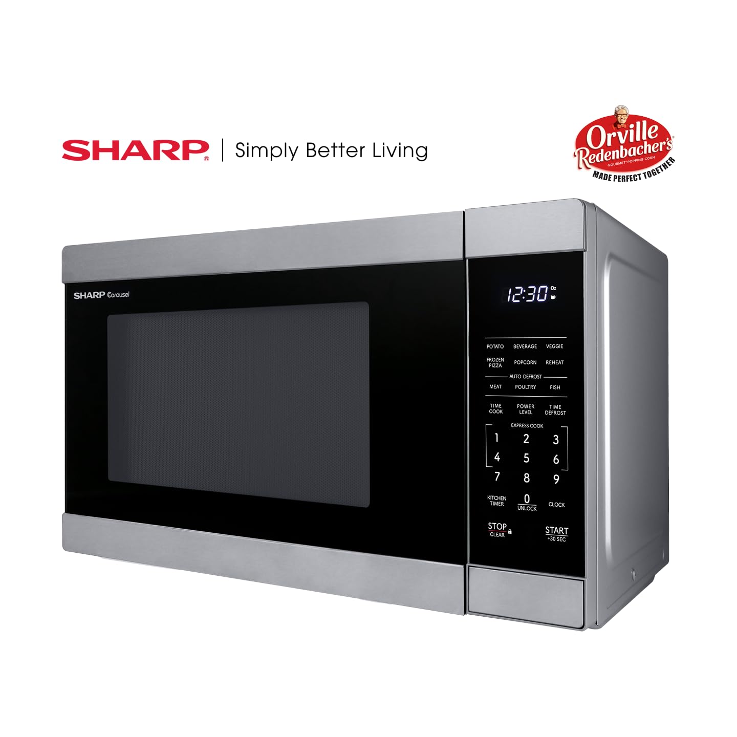SHARP SMC1162KS 1.1 CuFt Countertop Microwave Oven with Removable 12.4