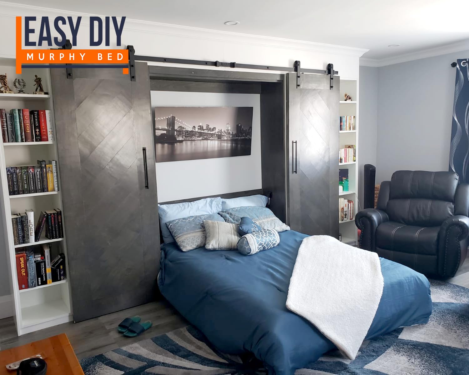 Full Murphy Bed Hardware Kit Vertical - Made in USA - DIY Full Size Wall Bed Kit for Guest Room - Easy to Build Hidden Bed System - Space Saving Vertical Murphy Bed for Small Apartments & Home Offices