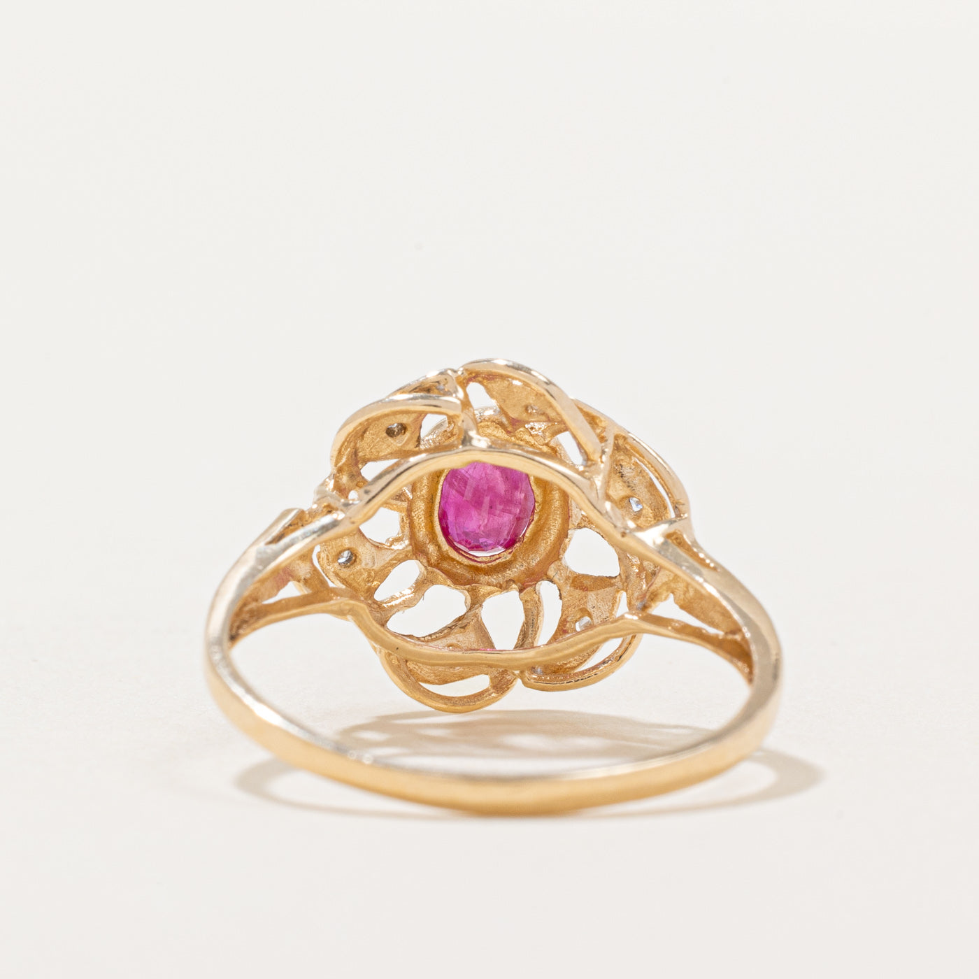 Exquisite Ruby & Diamond Cocktail Ring - 0.40ct Ruby with 0.03ctw Diamonds - Size 8.75 - Elegant Evening Wear & Special Occasion Jewelry