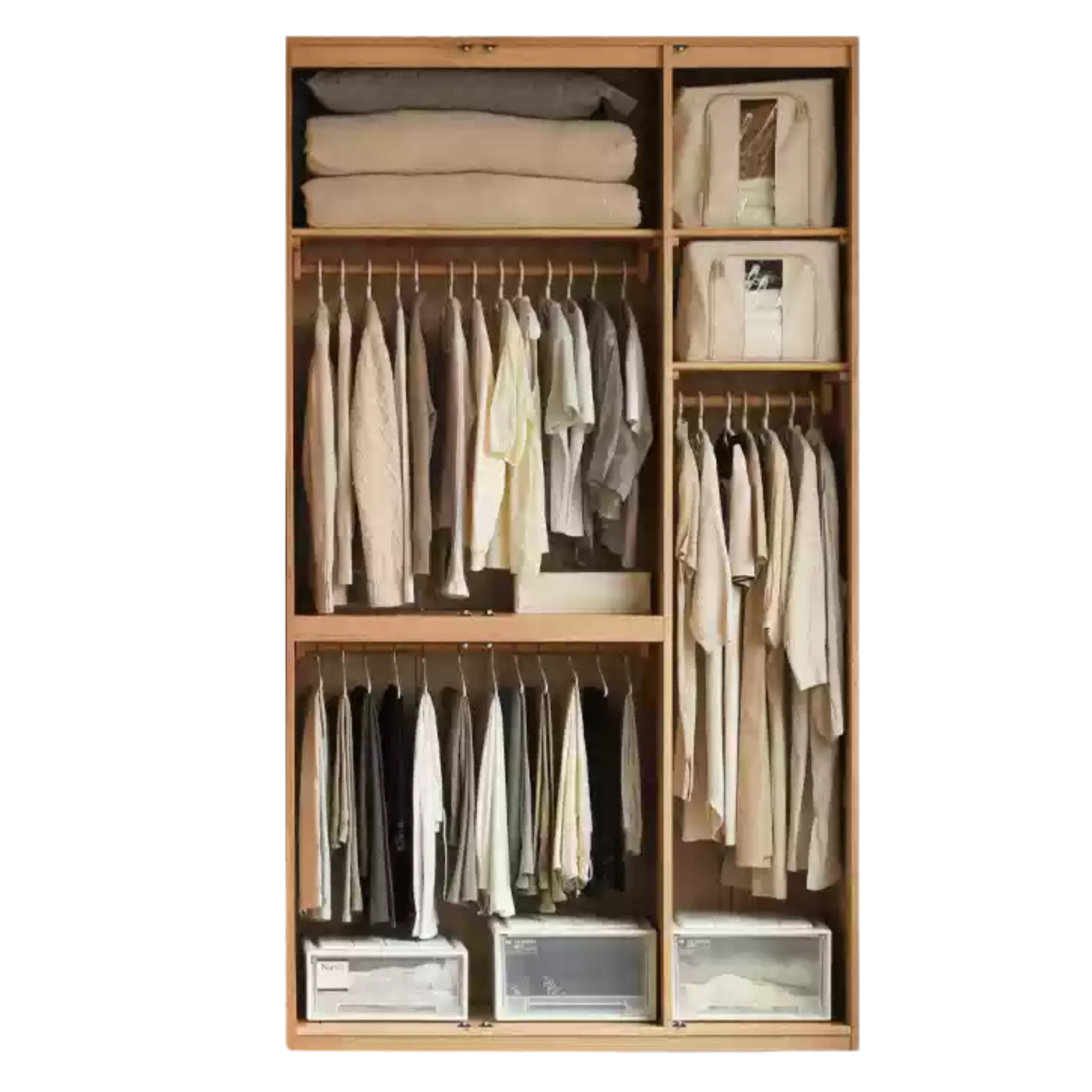Oak Solid Wood Sectional Wardrobe - Spacious Modular Closet Organizer for Bedroom & Walk-in Closets | Durable Storage Solution for Clothes, Shoes & Accessories
