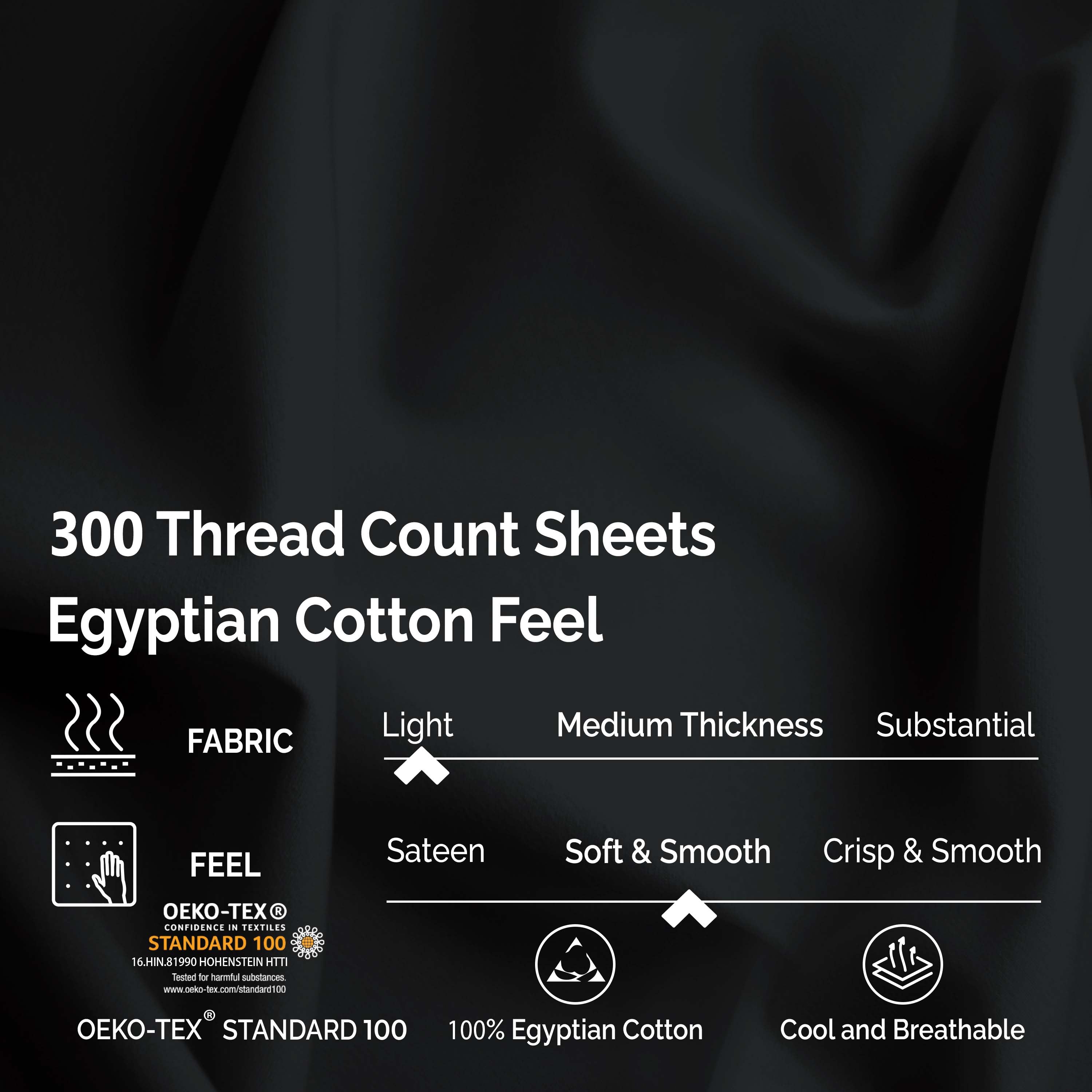 Premium 100% Egyptian Cotton 300 Thread Count Bed Sheet Set - Queen Size, 4-Piece (Flat Sheet, Fitted Sheet, 2 Pillowcases) - Soft, Breathable & Wrinkle-Resistant for Ultimate Comfort - Perfect for Luxury Hotels, Master Bedrooms & Guest Rooms