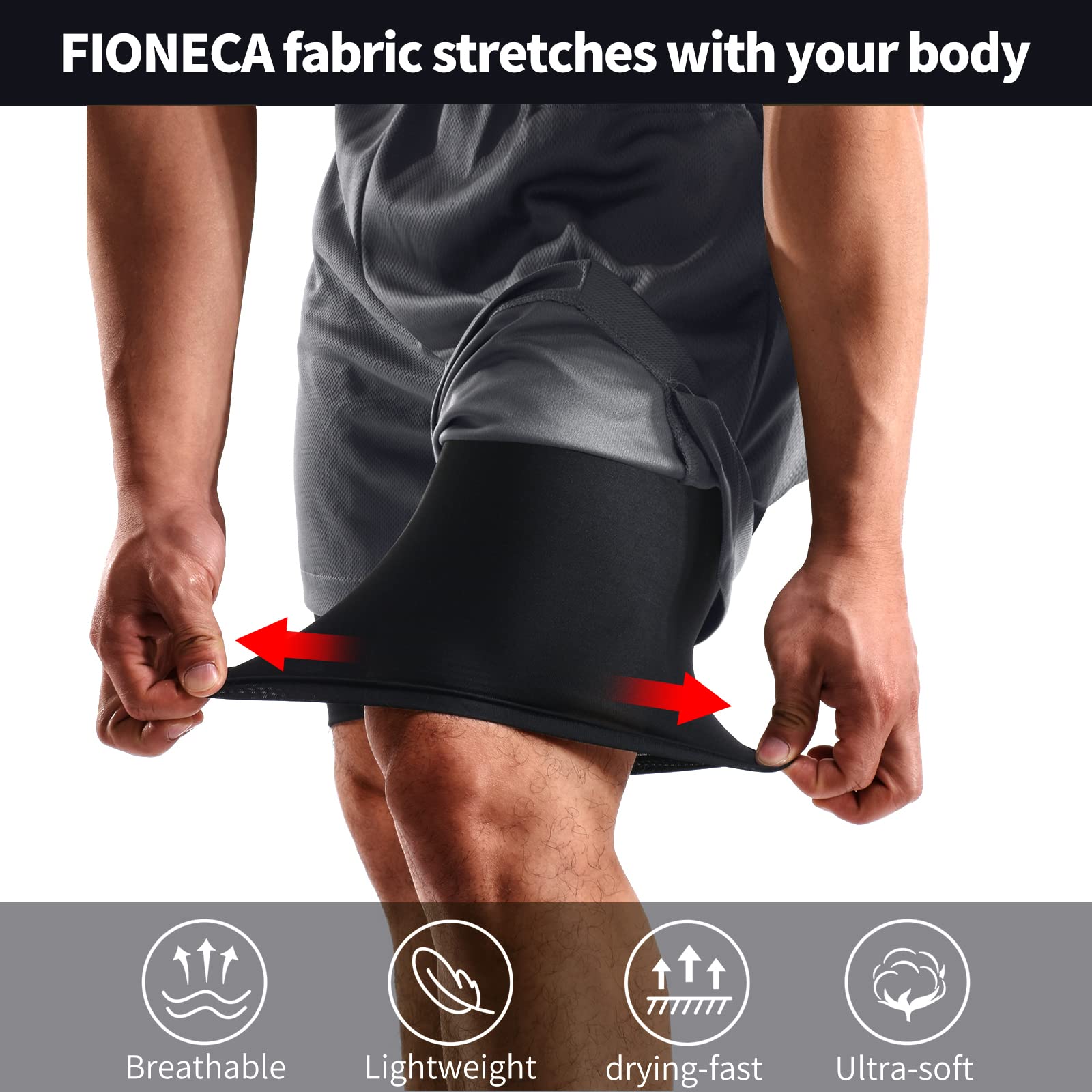 2 in 1 Men's Gym Shorts 7 Inch with Pockets & Towel Loop - 2 Pack Quick Dry Running Shorts for Workout, Jogging & Casual Wear | Perfect for Gym, Sports & Outdoor Activities