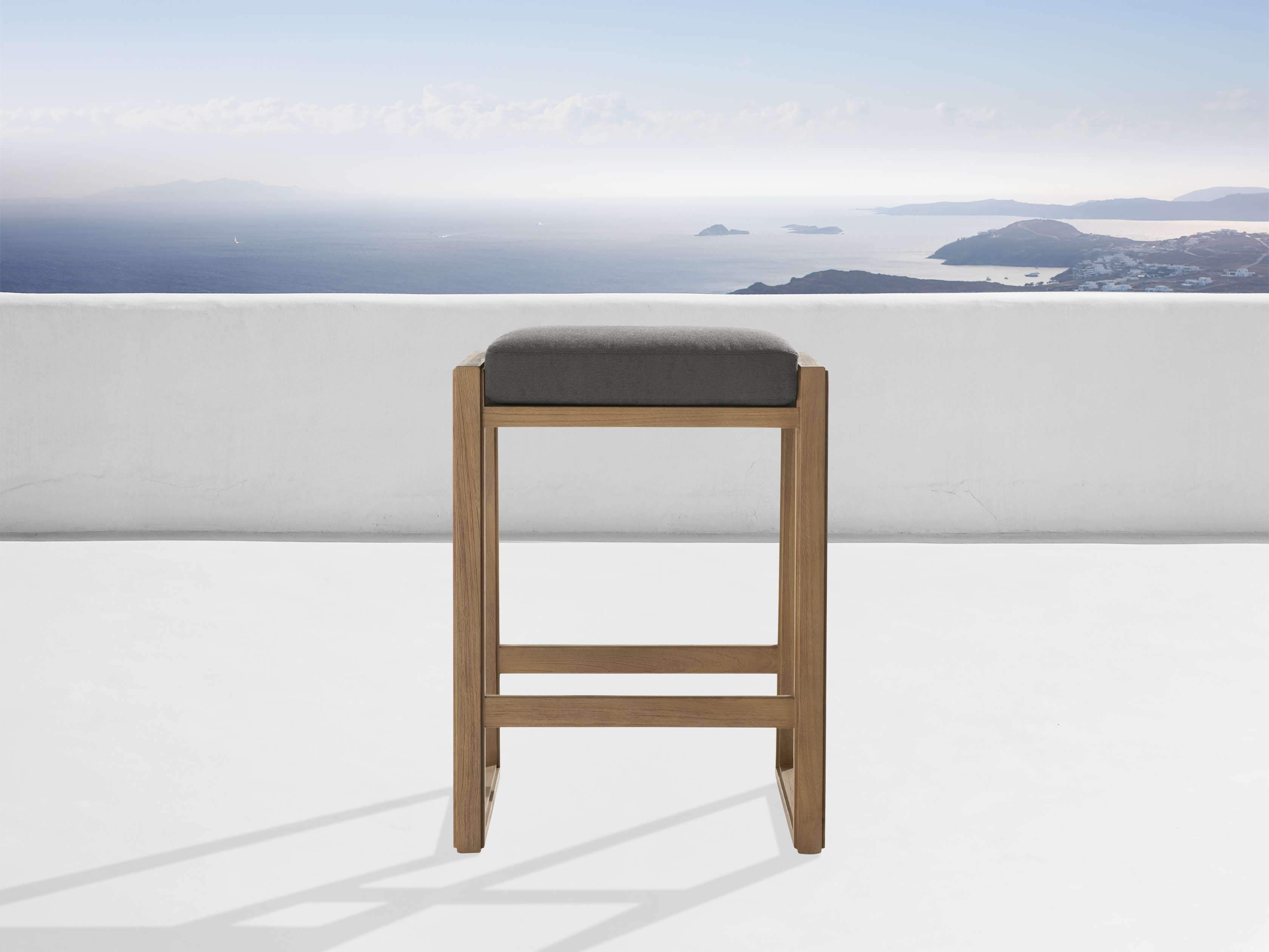 Premium Teak Backless Barstool for Outdoor & Indoor Use - Rust-Resistant, Weatherproof Bar Stool for Patio, Deck, Garden & Kitchen Counter - Modern & Durable Design