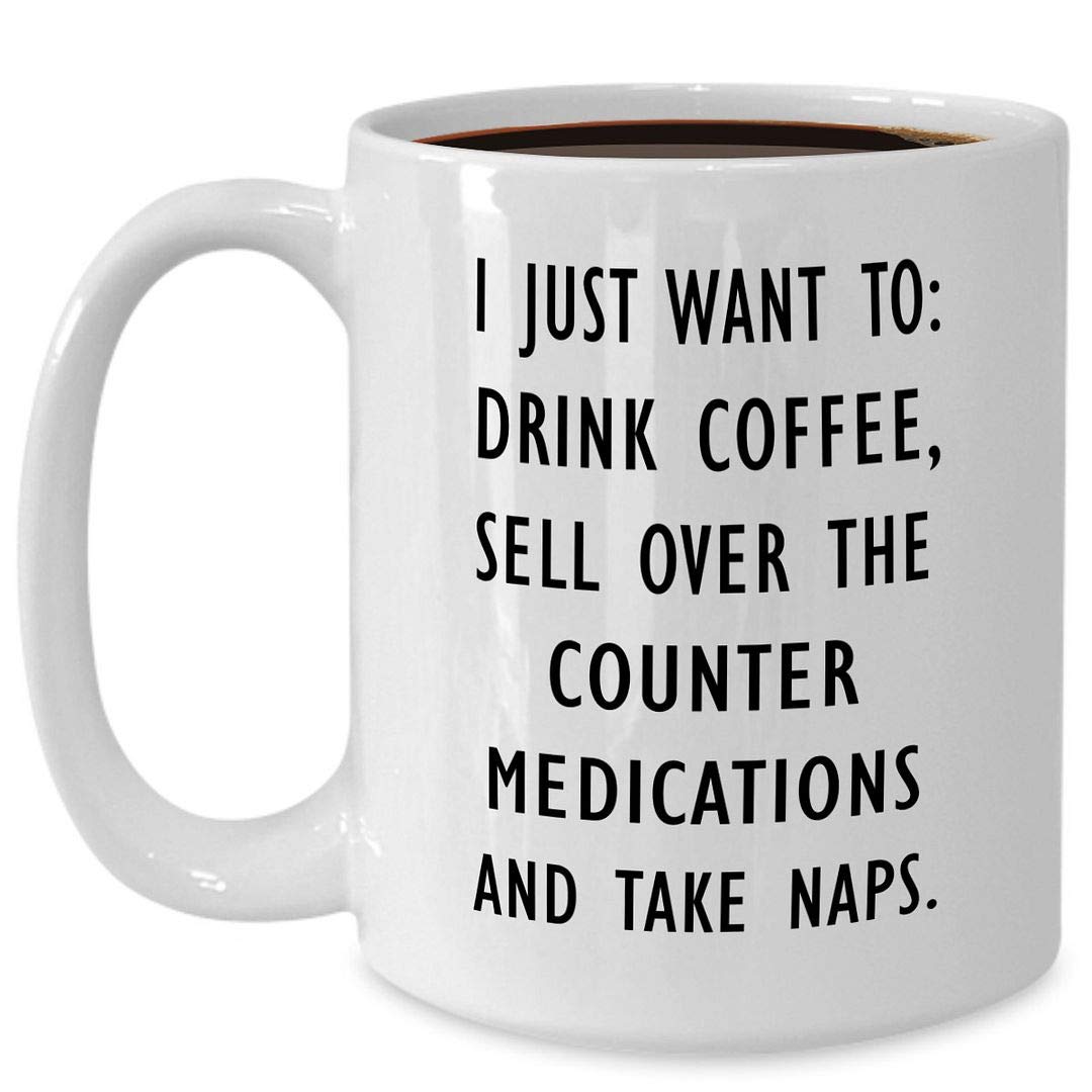 15oz Funny Pharmacist Coffee Mug - White Ceramic Tea Cup for Pharmacy, Doctor, Apothecary, Chemist & PharmD Professionals - Cute Gag Gift for Medical Workers - Perfect for Office, Break Room & Coffee Lovers