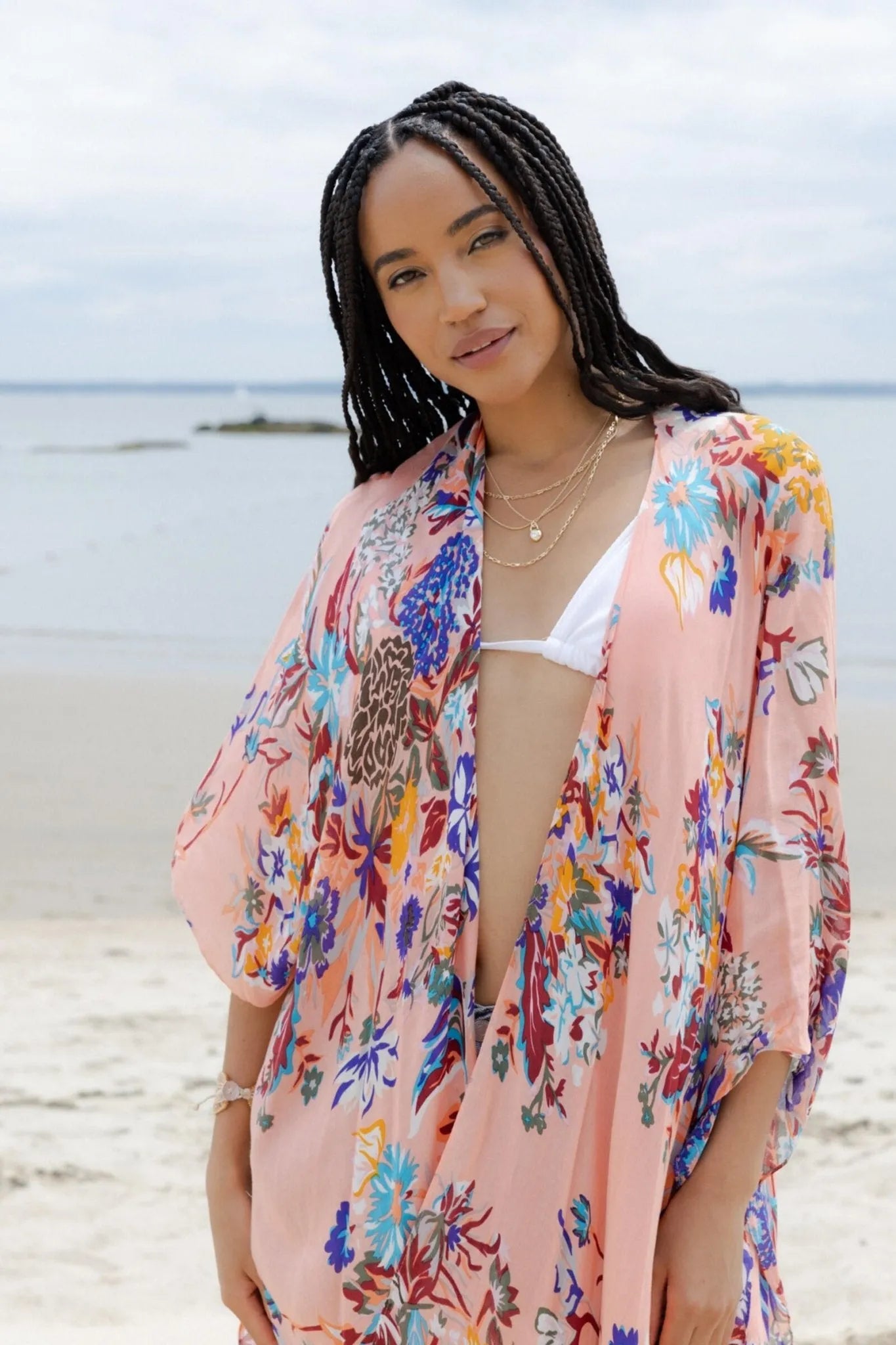 Elegant Floral Kimono Robe - Lightweight & Flowy Women's Cover Up for Beach, Pool, or Lounge Wear
