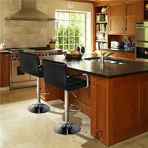 2-Pack Adjustable Swivel Bar Stools with Armrests - Counter Height Kitchen Stools for Dining, Breakfast Nook & Home Bar - Black Modern Barstools Set - Durable Kitchen Furniture for Countertops & Islands