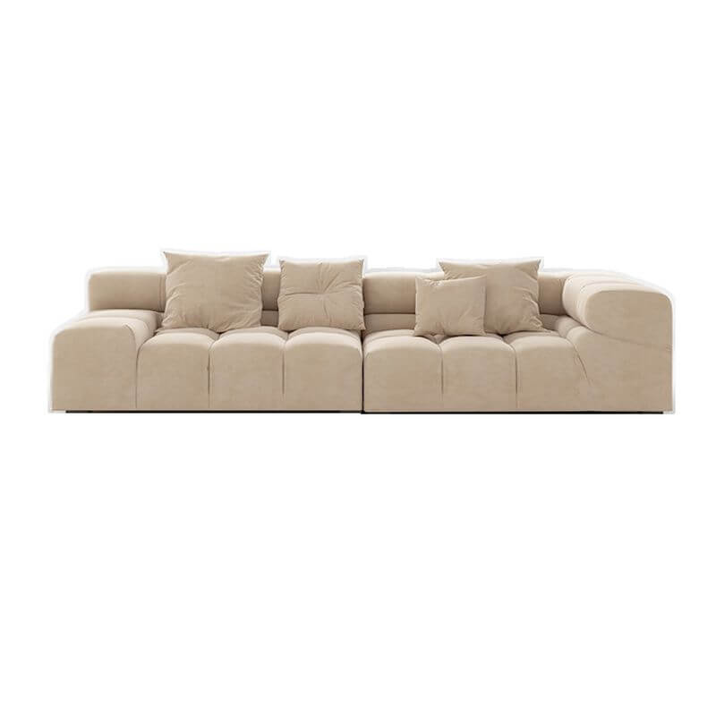 Modern L-Shaped Sectional Sofa with Armrests - Tan Fabric Living Room Couch for Small Spaces | Perfect for Apartments, Lofts & Cozy Family Rooms