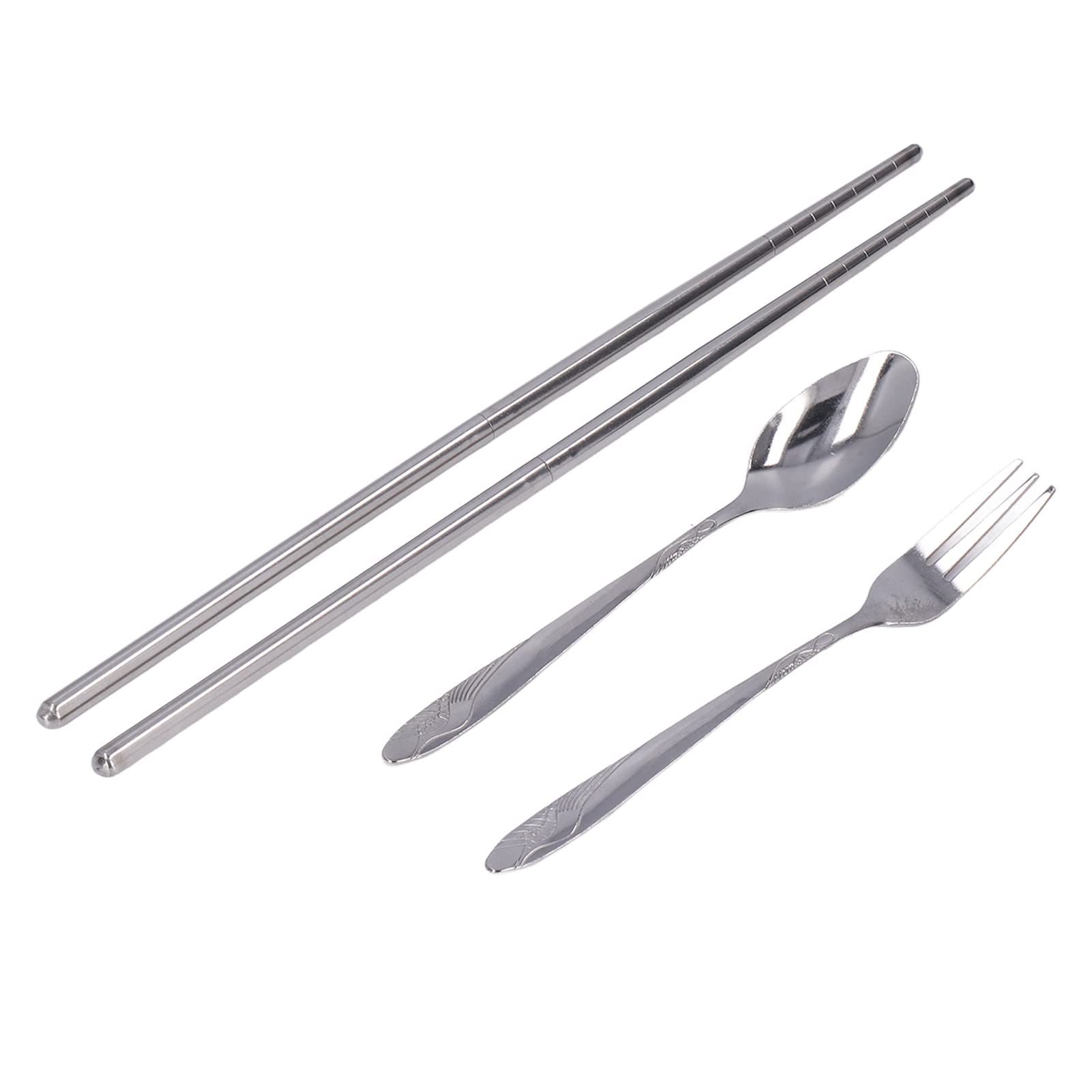 3PCS Premium Stainless Steel Travel Utensils Set with Case - Reusable Portable Cutlery for Camping, Picnic, Office & Outdoor Dining - Eco-Friendly Silverware for Travelers & On-the-Go Meals