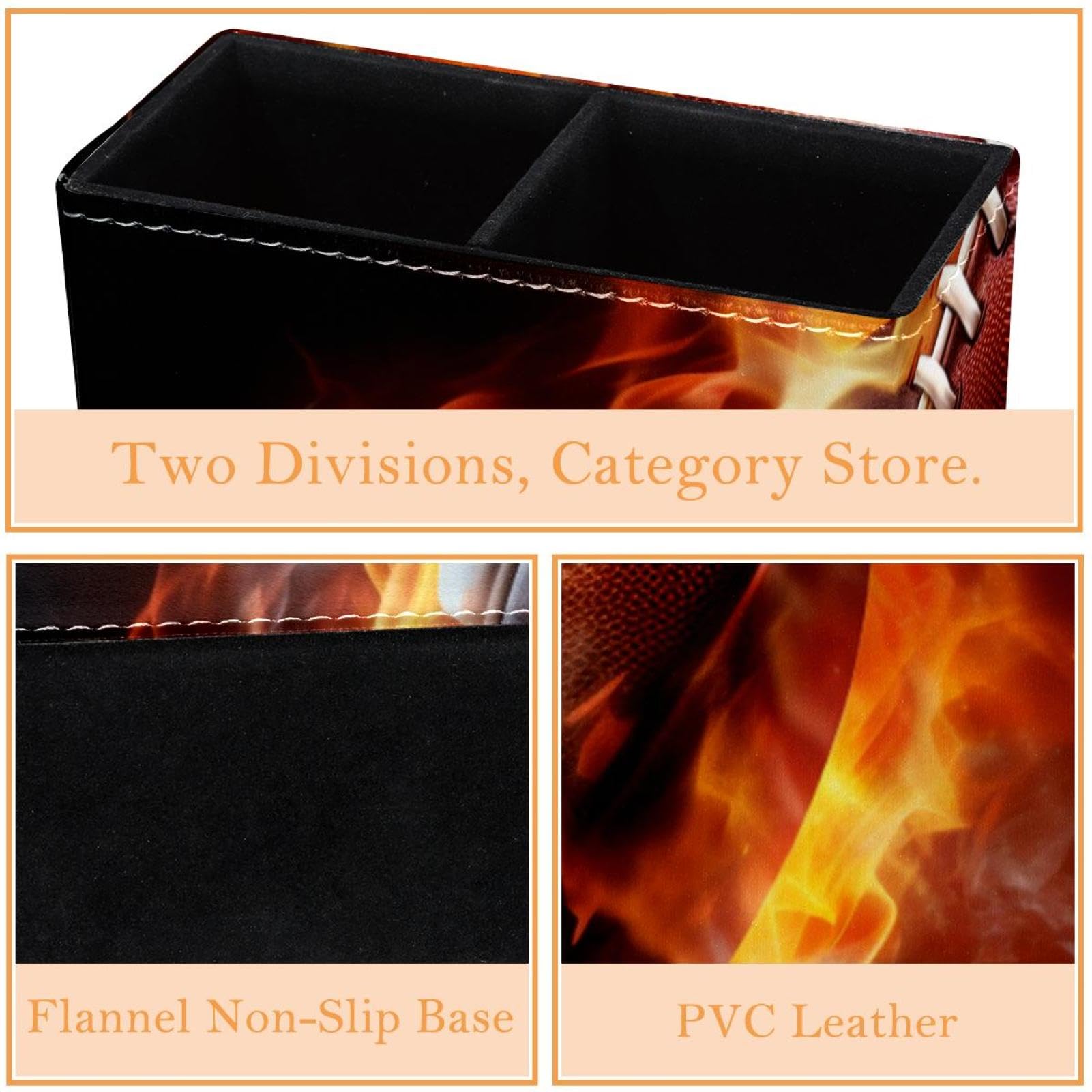 Football & Fire Themed Pen Holder for Desk - Stylish Pen Organizer & Desk Accessory for Office, School, or Home Workspace