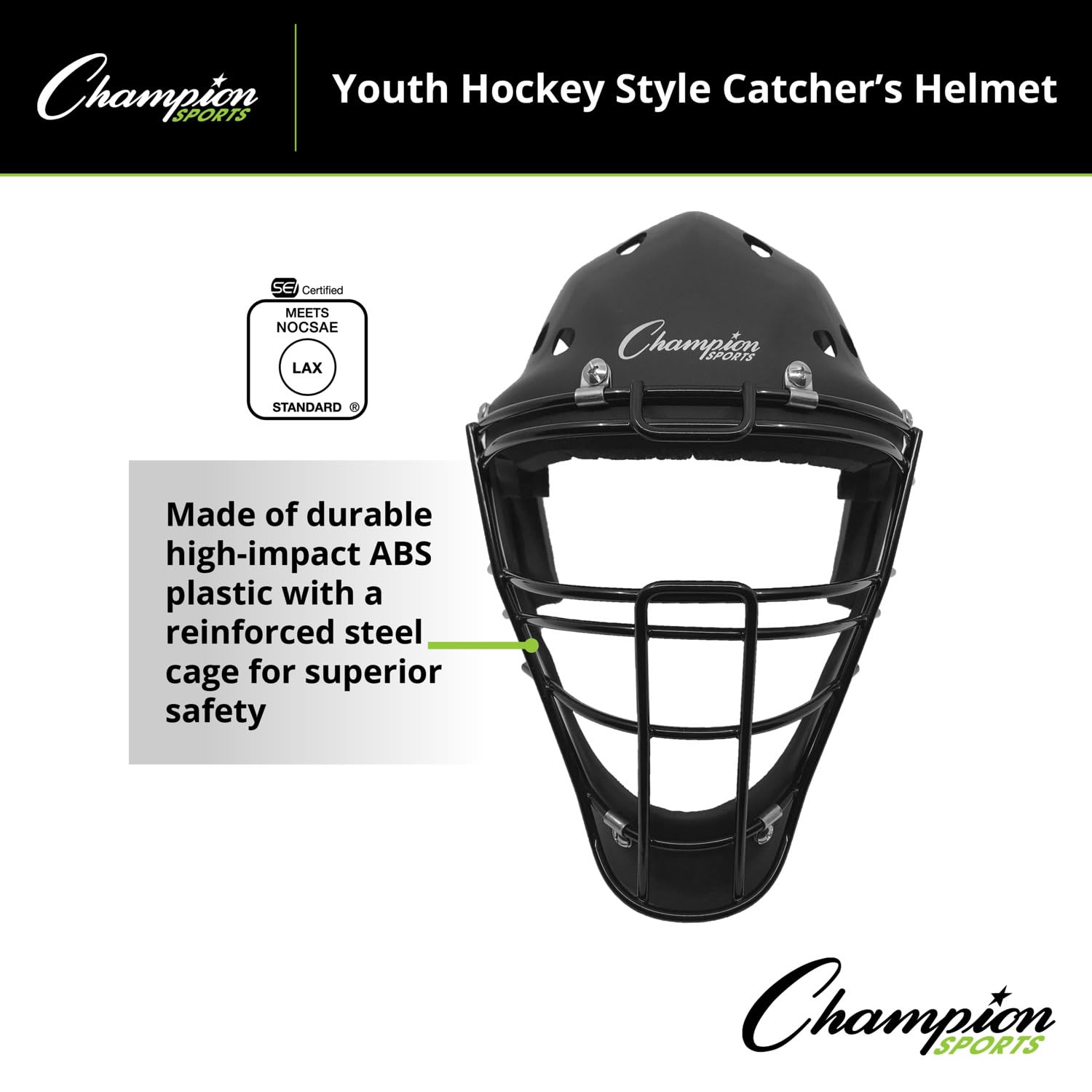 Champion Sports Hockey Style Catcher's Helmet Mask - Baseball & Softball Protective Gear for Catchers - Perfect for Youth & Adult Games, Practices & Training Sessions