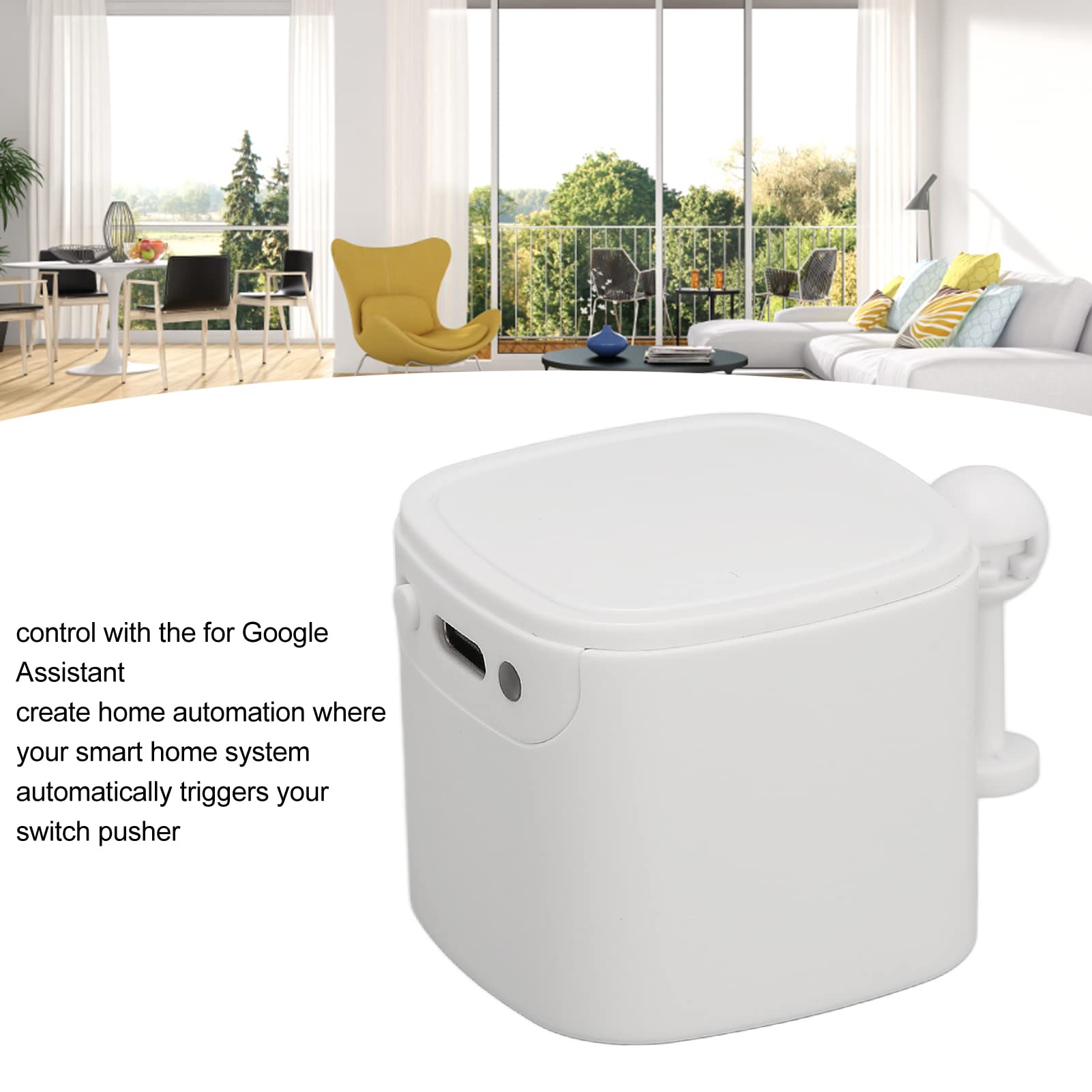 ASHATA Smart Switch Pusher - Bluetooth App Control with Remote, Timer & Voice Commands | 500mAh Rechargeable Battery | Works with Fans, TVs, Doorbells & Garage Doors | White | Perfect for Smart Home Automation & Hands-Free Control