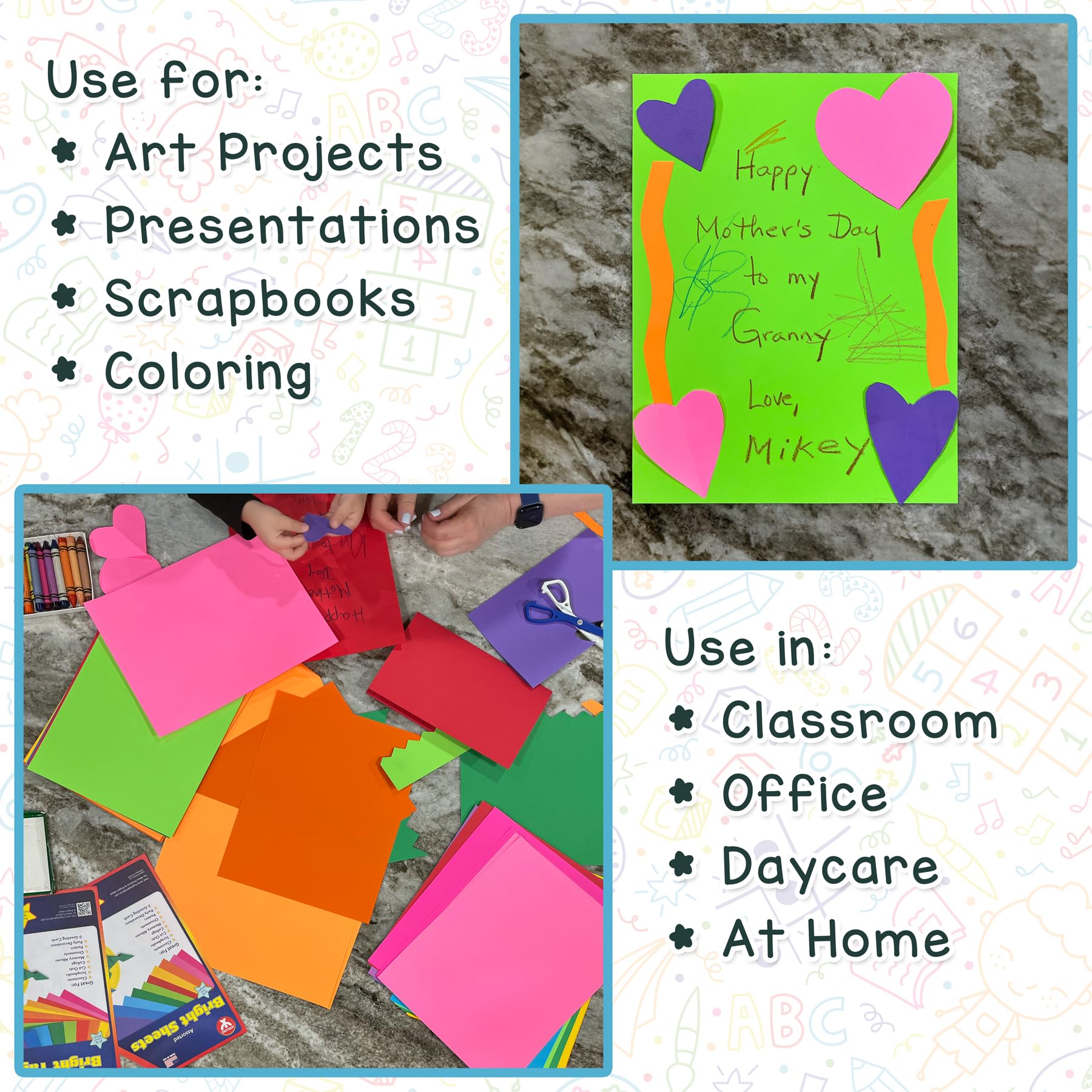 Hygloss Bright Colored Cardstock Paper - 8.5x11 Inches, 12 Vibrant Colors, 48 Sheets, 65 lb/176 gsm, Fade-Resistant & Acid-Free for Scrapbooking, Card Making, and DIY Crafts