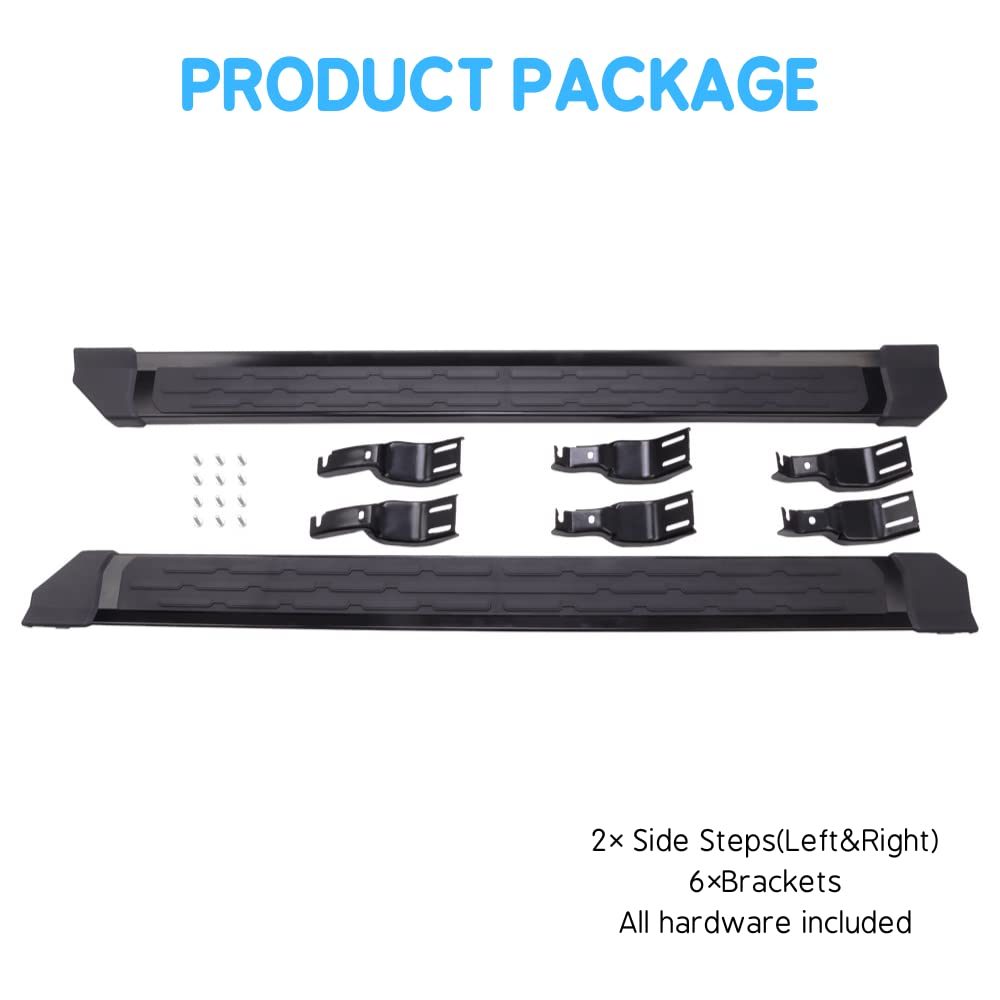 2021-2025 Ford Bronco 4 Door Side Steps Running Boards - Heavy Duty Nerf Bars with Non-Slip Surface | Perfect for Off-Roading, Camping & Daily Use Accessories