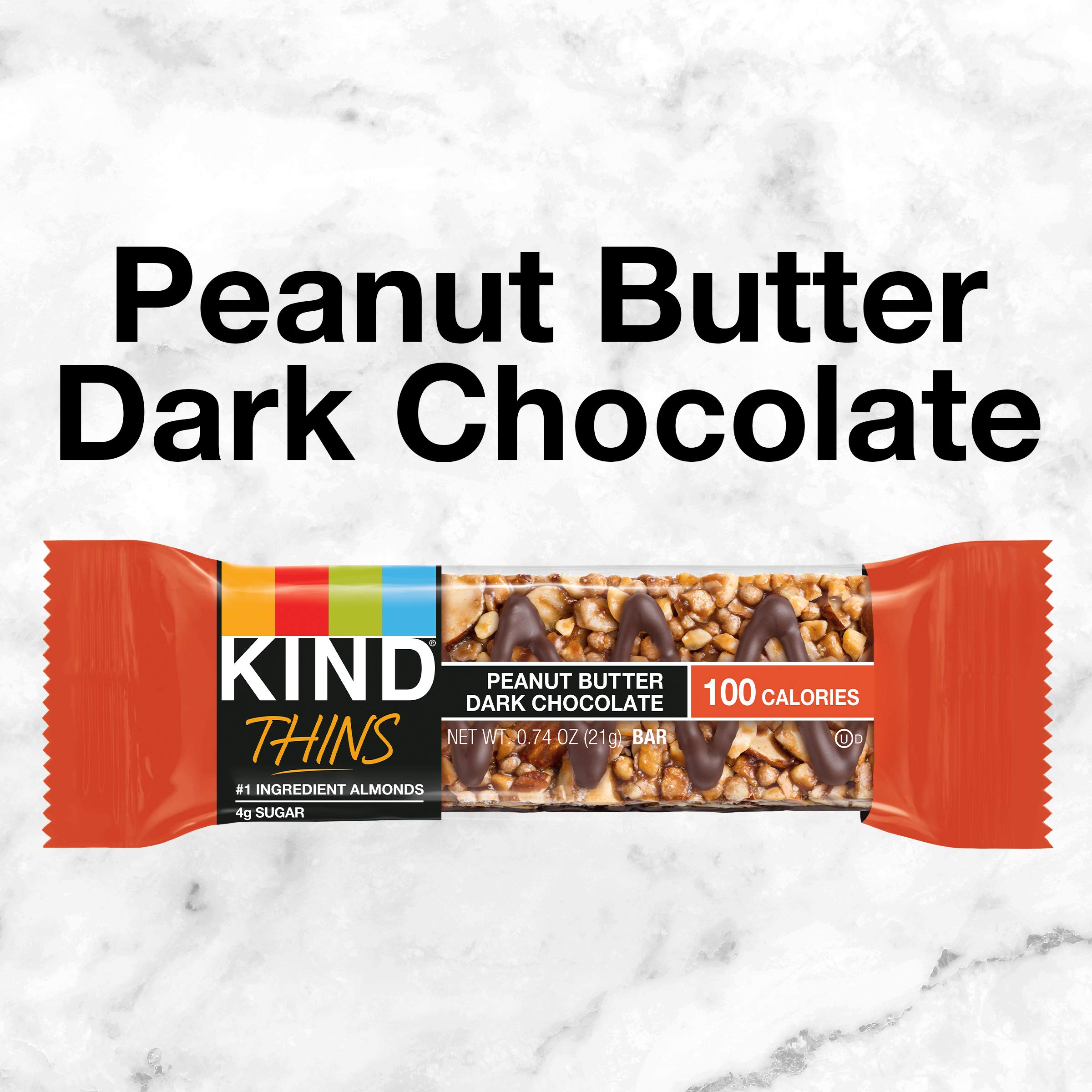 KIND THINS Peanut Butter Dark Chocolate Bars - Gluten Free, Low Sugar Snacks (60 Count, 0.74 OZ Each) - Perfect for Office, Travel & Healthy On-the-Go Snacking