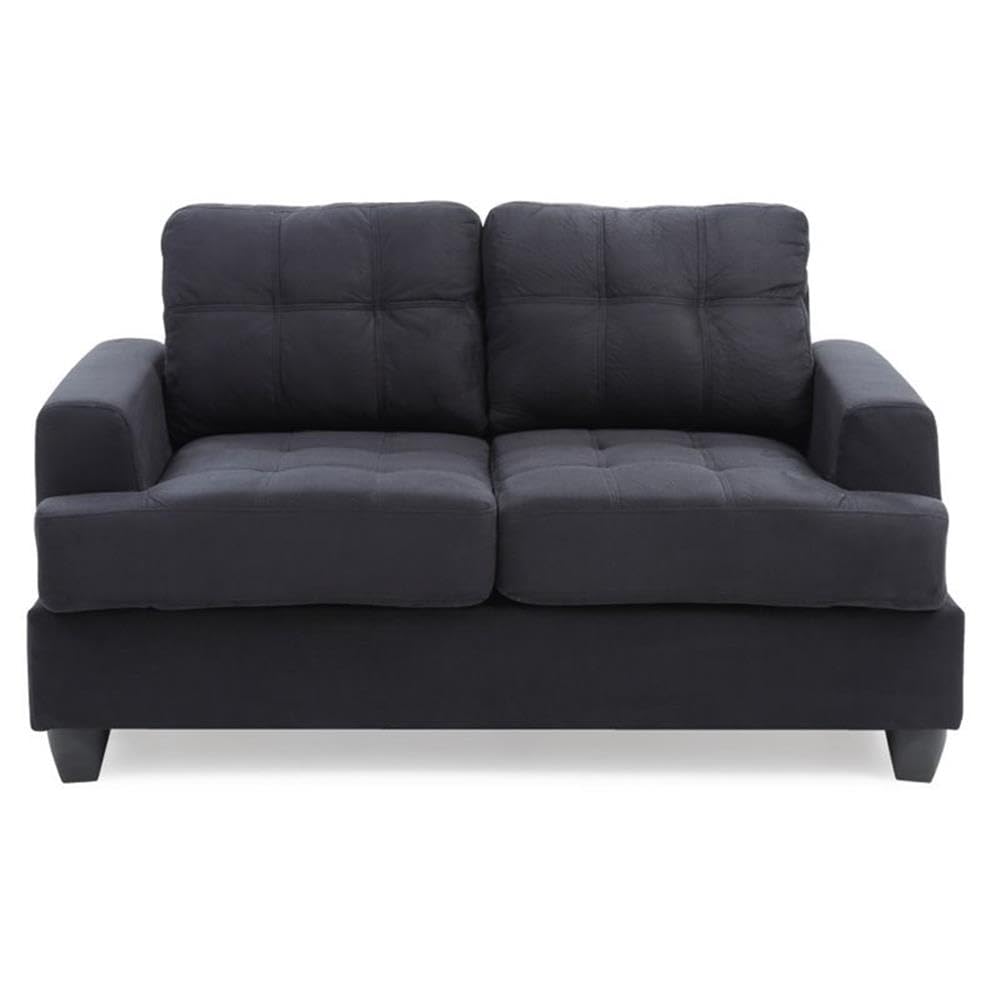 Premium Black Microsuede Loveseat by Glory Furniture - Comfortable Small Sofa for Living Room, Apartment & Office - Sandridge Collection for Cozy Seating & Space Saving
