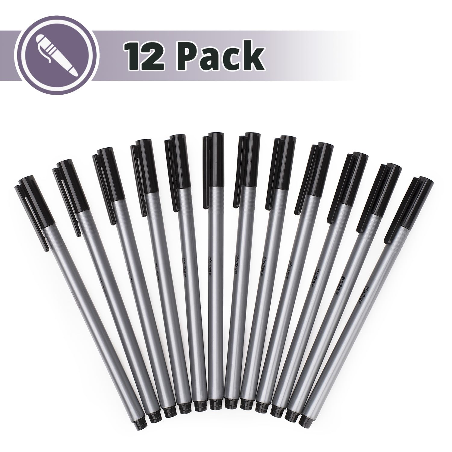 Mr. Pen - 12 Pack Black Fineliner Pens, Fine Point Artist Markers for Drawing, Bible Journaling & Calligraphy | Premium Fine Tip Pens for School, Office & Art Supplies | Smooth Writing, No Bleed, Acid-Free Ink
