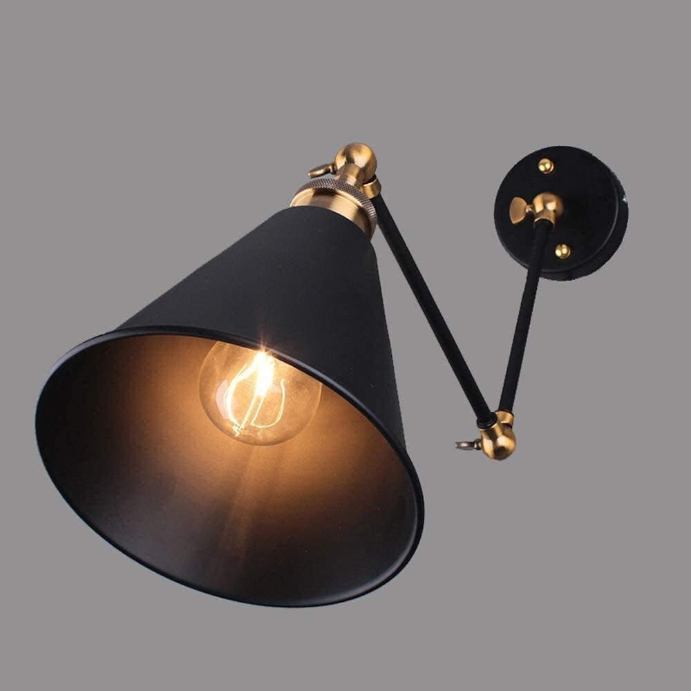 Vintage Industrial Bracket Light - Double Arm E27 Stainless Steel Wall Lamp for Bedroom, Restaurant & Cafe Lighting - Simple Style Adjustable Sconce with Little Umbrella Design for Home Decor and Commercial Spaces
