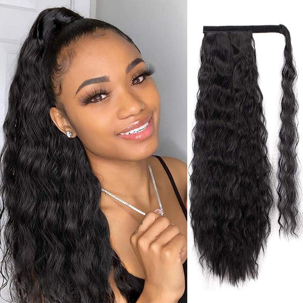 CASABLANCA Wrap Ponytail Malaysian Wave 18 Inch - Natural Looking Hair Extension for Women, Perfect for Parties, Weddings & Everyday Styling