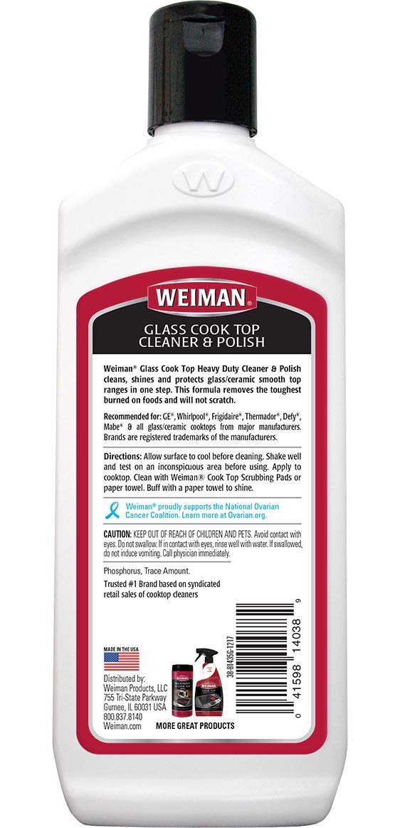 Weiman Heavy Duty Cooktop Cleaner & Polish - Stainless Steel Cleaning Wipes for Kitchen Appliances - Effective Stove Top & Range Hood Cleaner - Perfect for Grease Removal on Gas Stoves, Ovens & Countertops