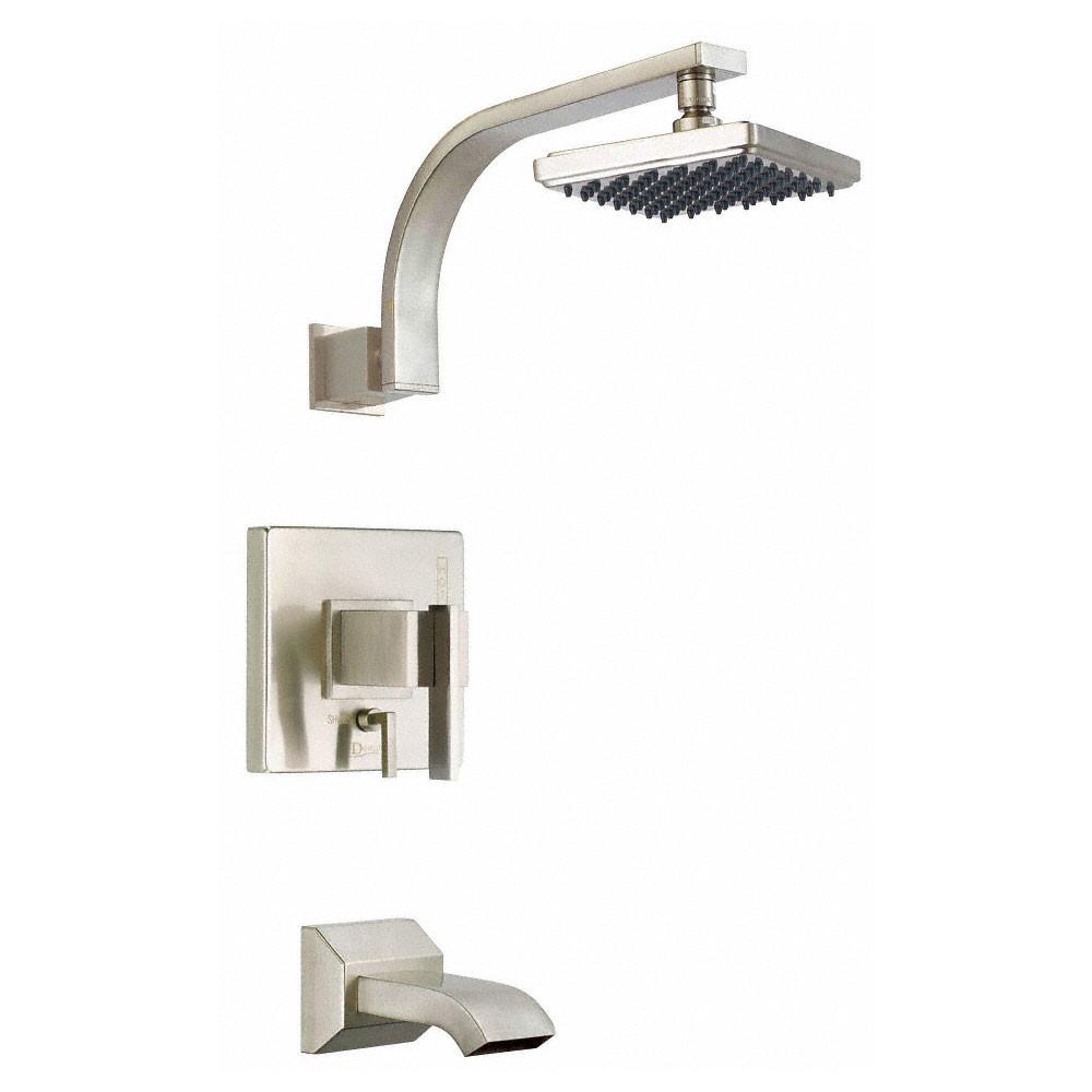 Danze Sirius Modern Brushed Nickel Single Handle Tub and Shower Faucet with Rough-in Valve - Perfect for Bathroom Renovation and Spa-Like Shower Experience